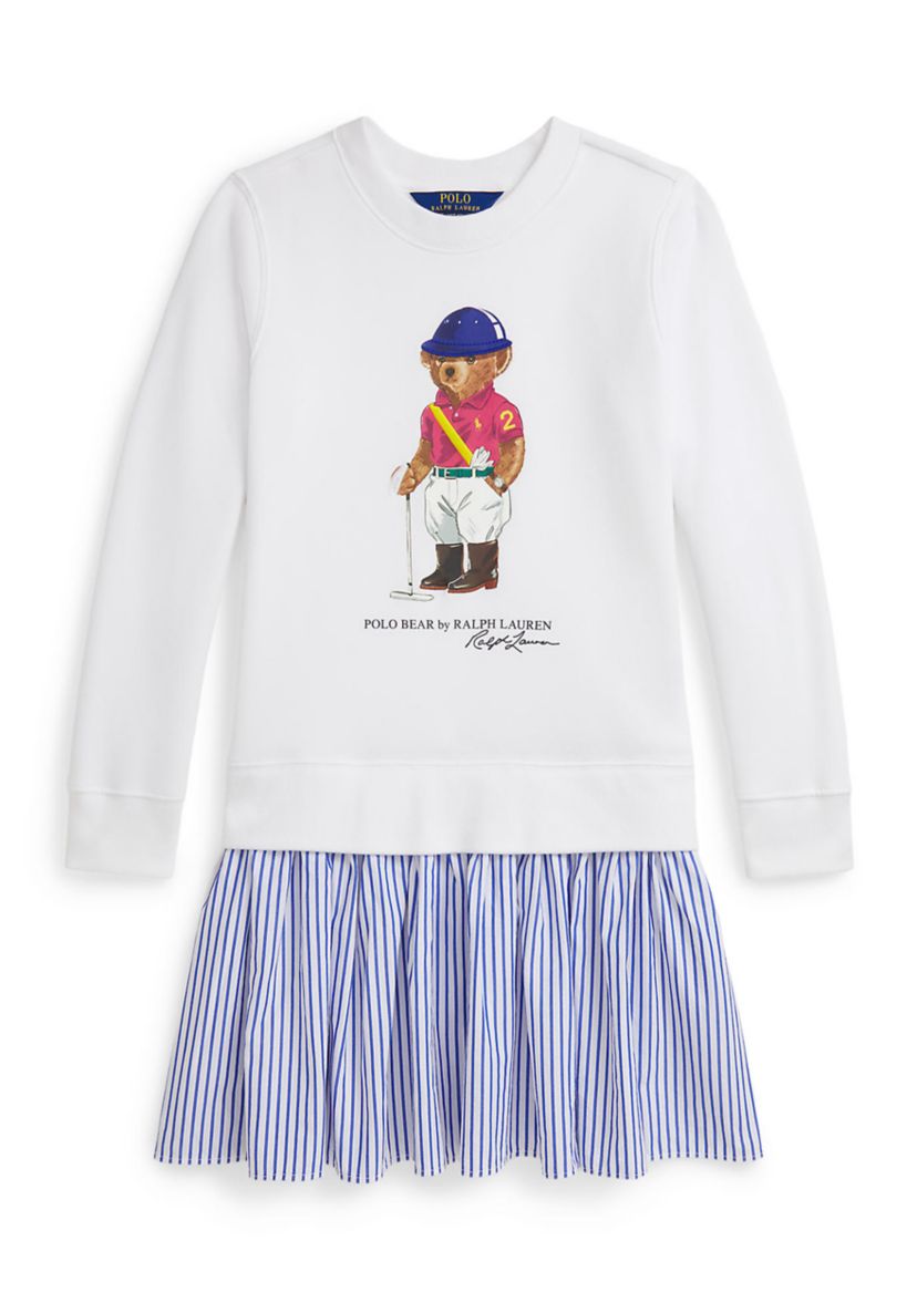 Girls 7-16 Polo Bear Striped-Skirt Fleece Dress