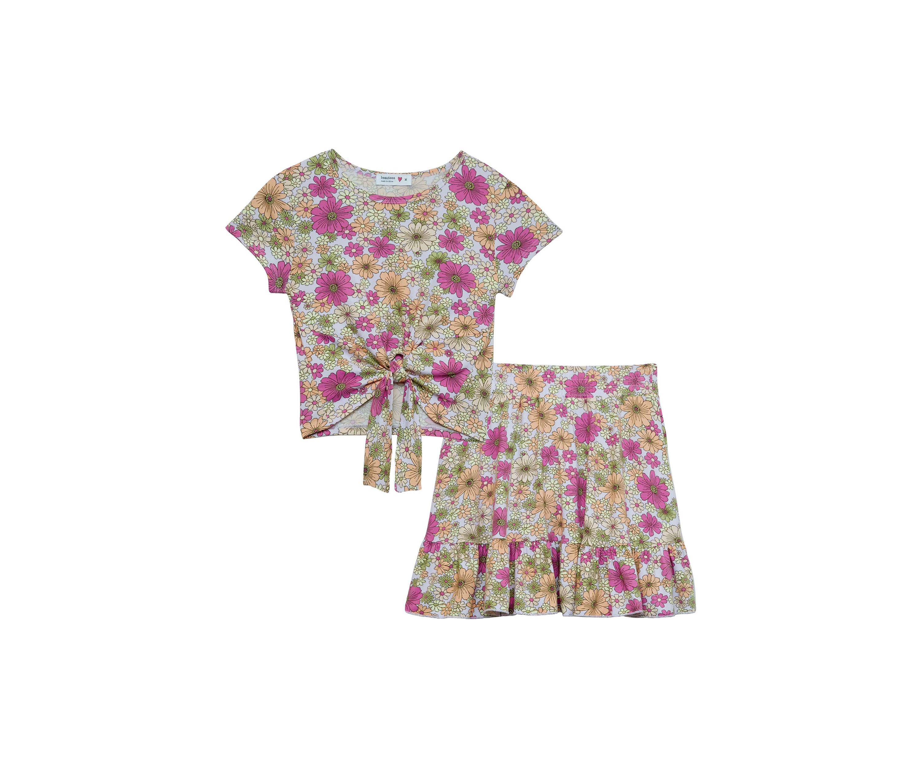 Girls 7-16 Floral Printed Skirt Set