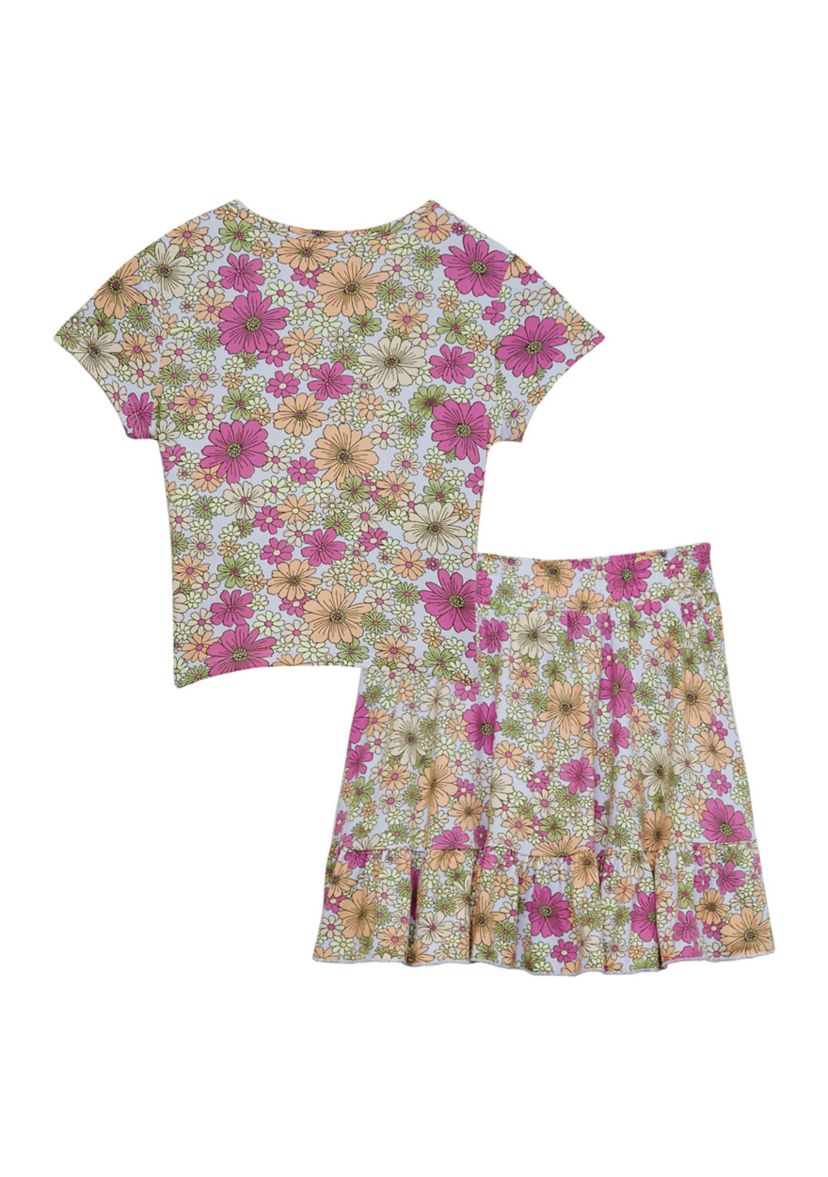 Girls 7-16 Floral Printed Skirt Set