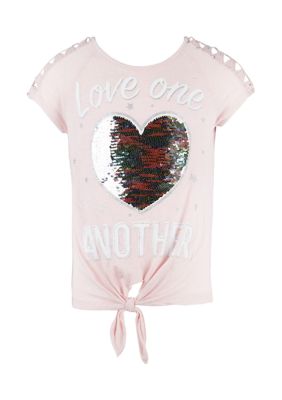 Beautees Girls 7-16 Sequin Heart Graphic T-Shirt | belk