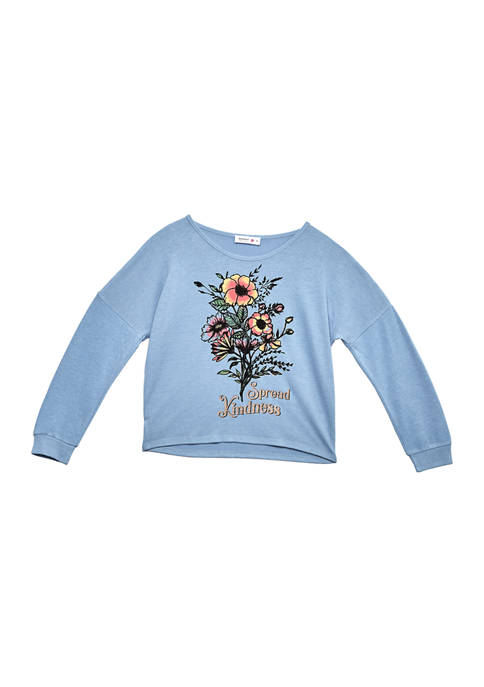 Beautees Girls 7-16 Kindness Flower Bouquet Graphic Pullover