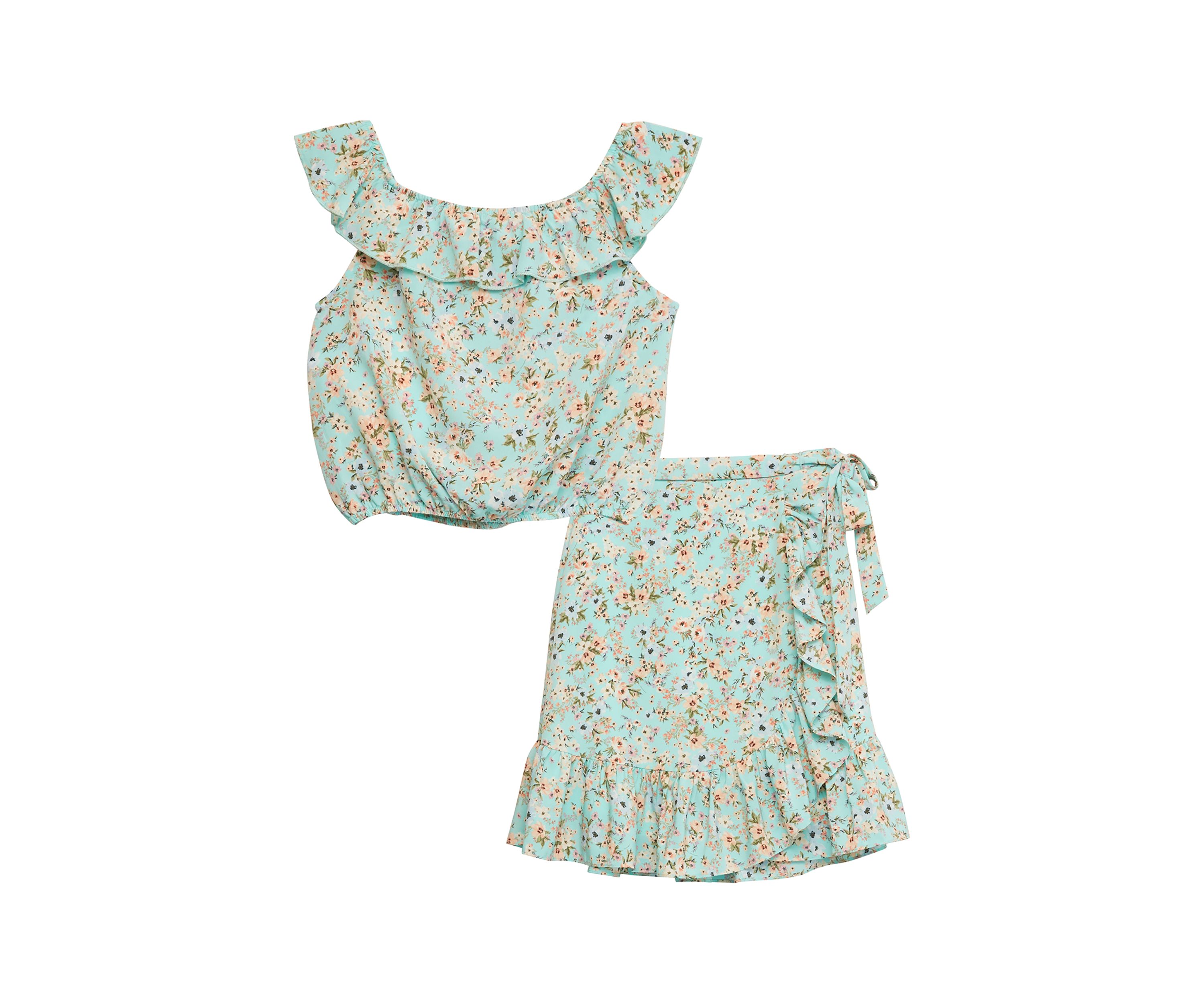 Girls 7-16 Printed Top and Skirt Set