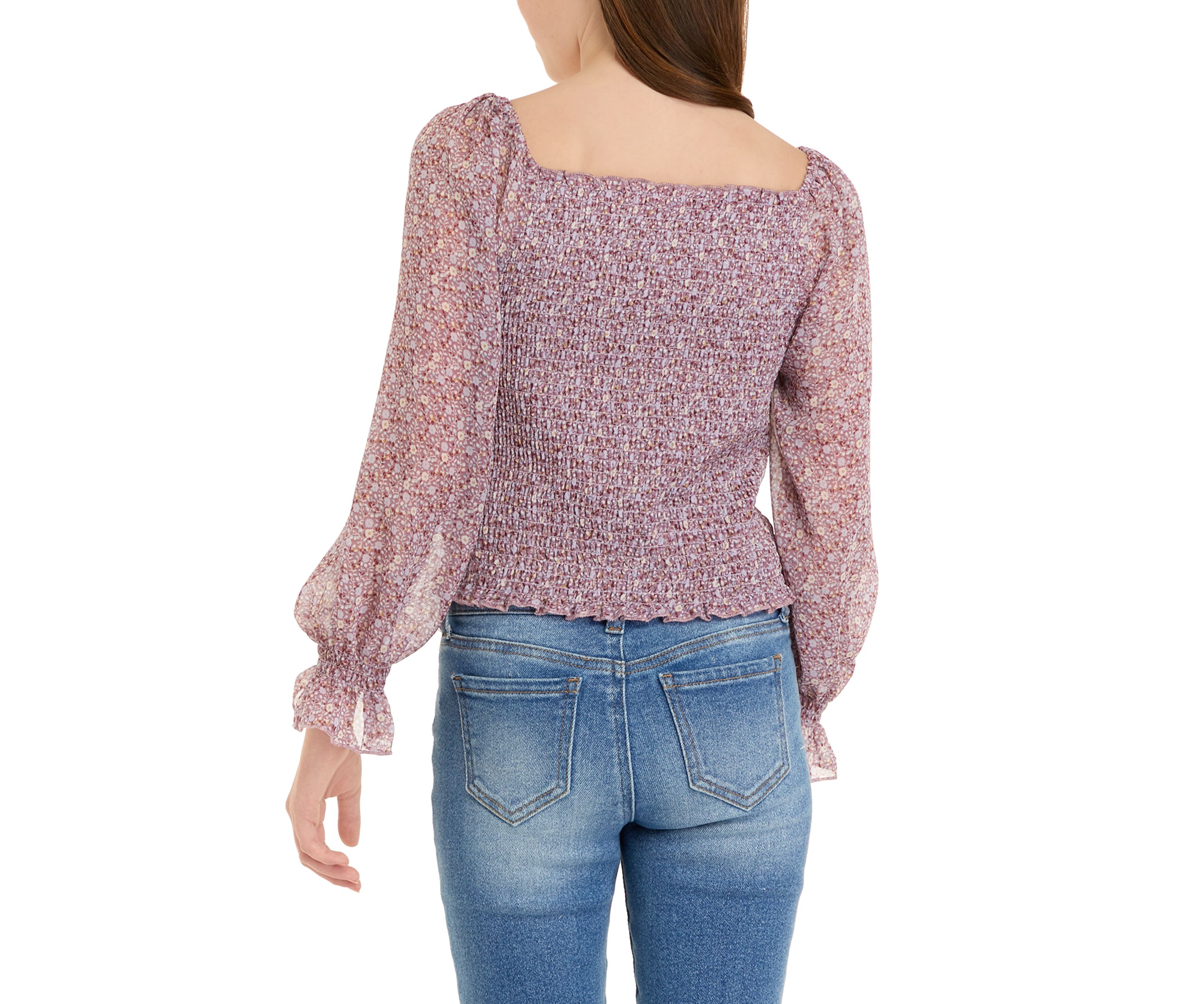Girls 7-16 Long Sleeve Woven Fashion Top