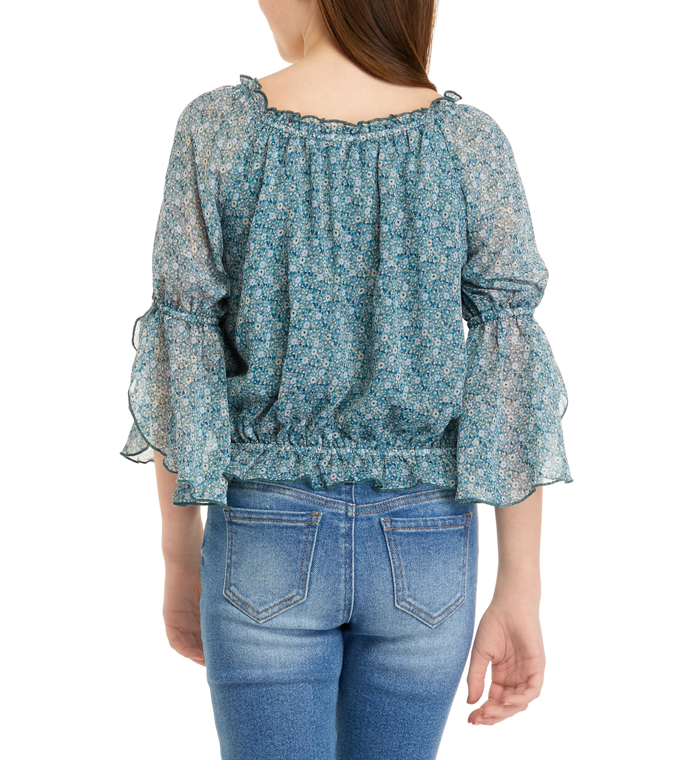 Girls 7-16 Long Sleeve Woven Fashion Top