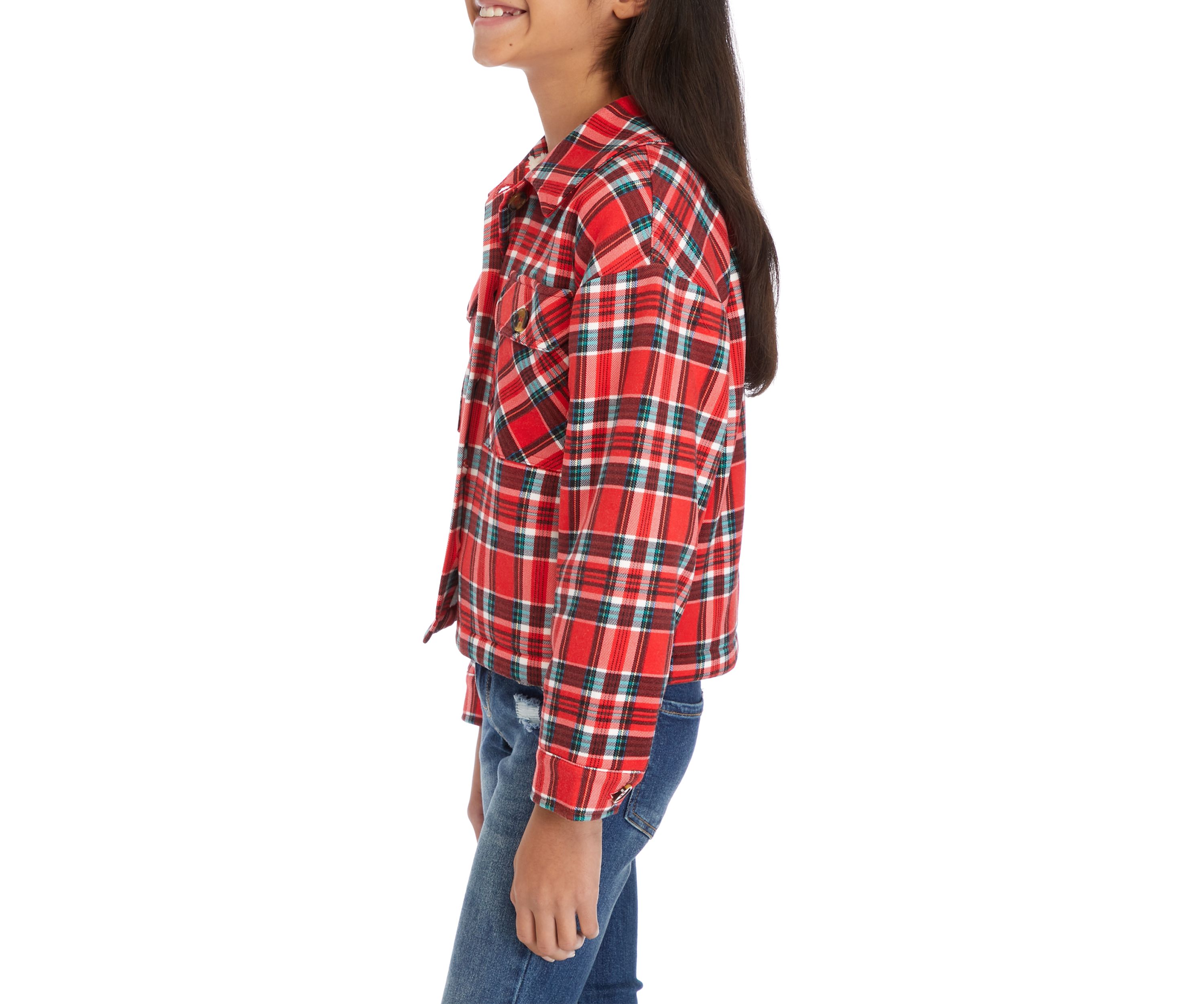 Girls 7-16 Plaid Shacket