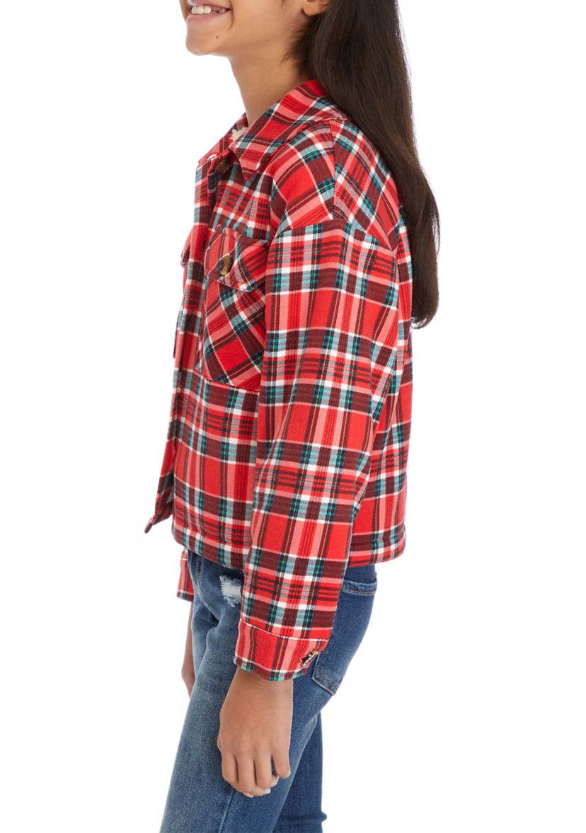 Girls 7-16 Plaid Shacket