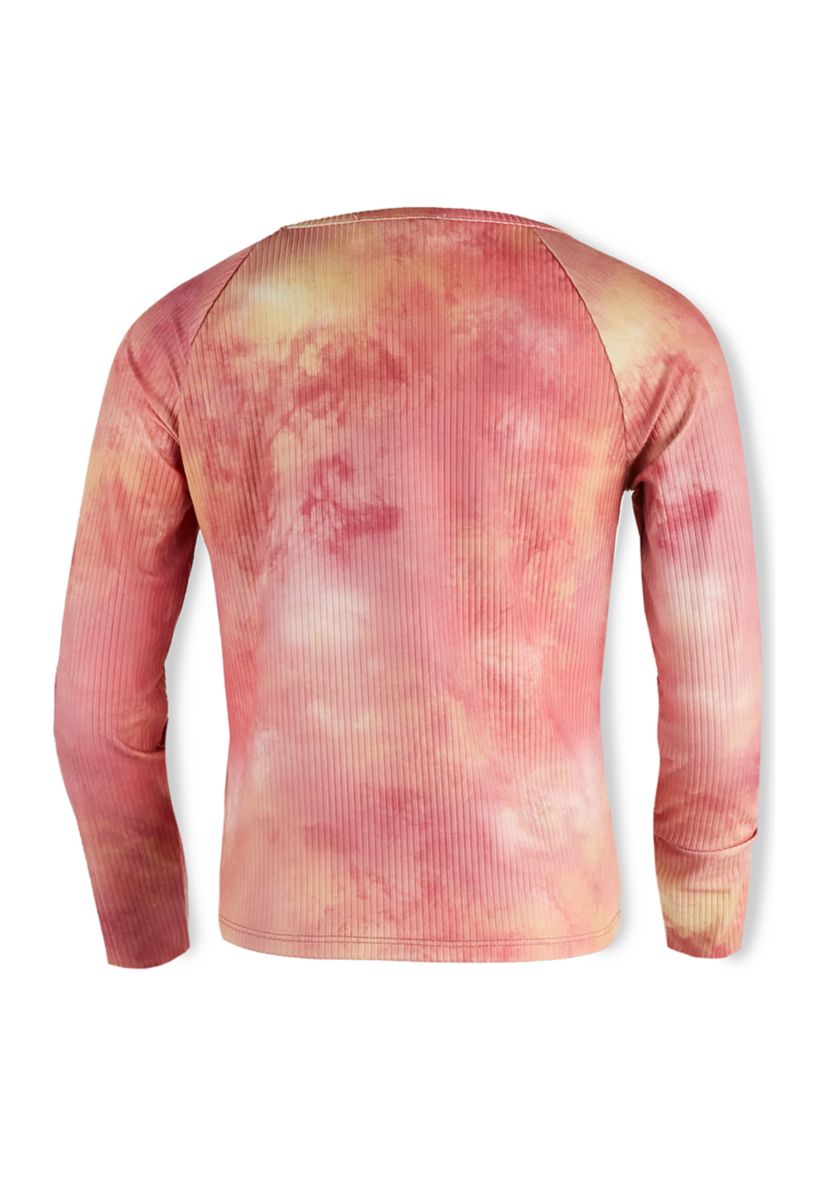 Girls 7-16 Long Sleeve Ruched Tie Dye Top 