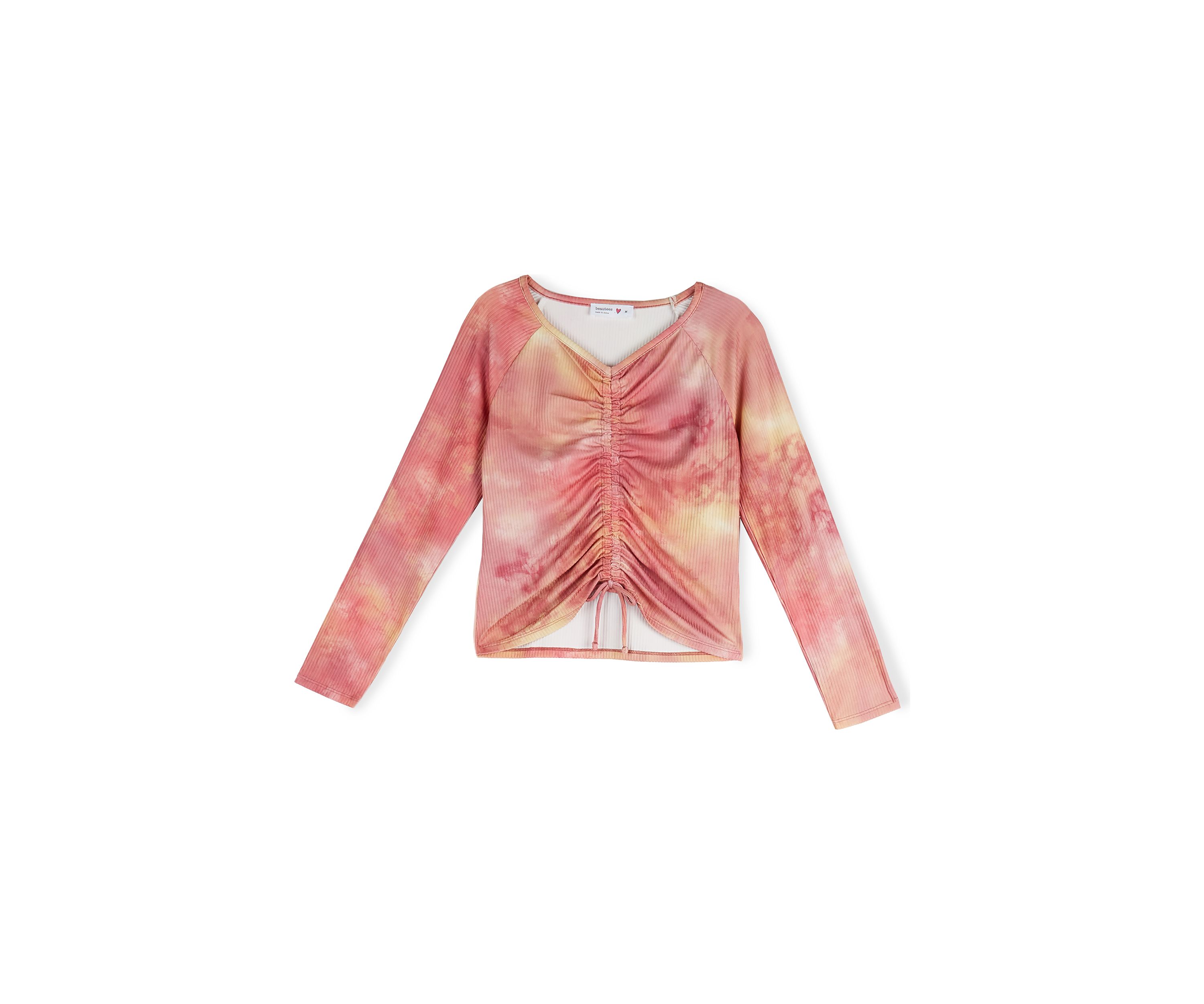 Girls 7-16 Long Sleeve Ruched Tie Dye Top 