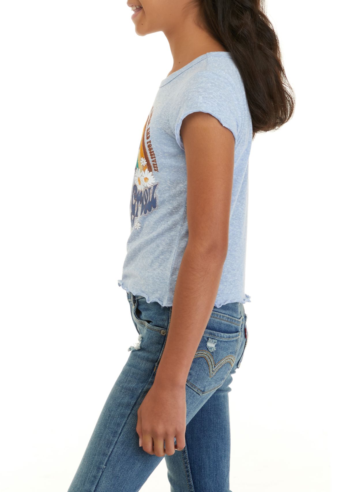 Girls 7-16 Blue Rainbow Shirt