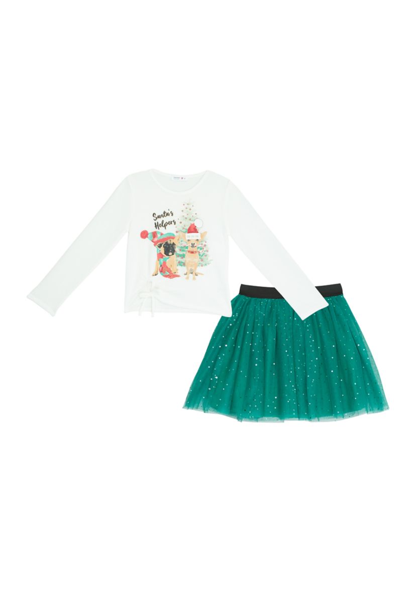 Girls 7-16 Dog Graphic T-Shirt and Skirt Set
