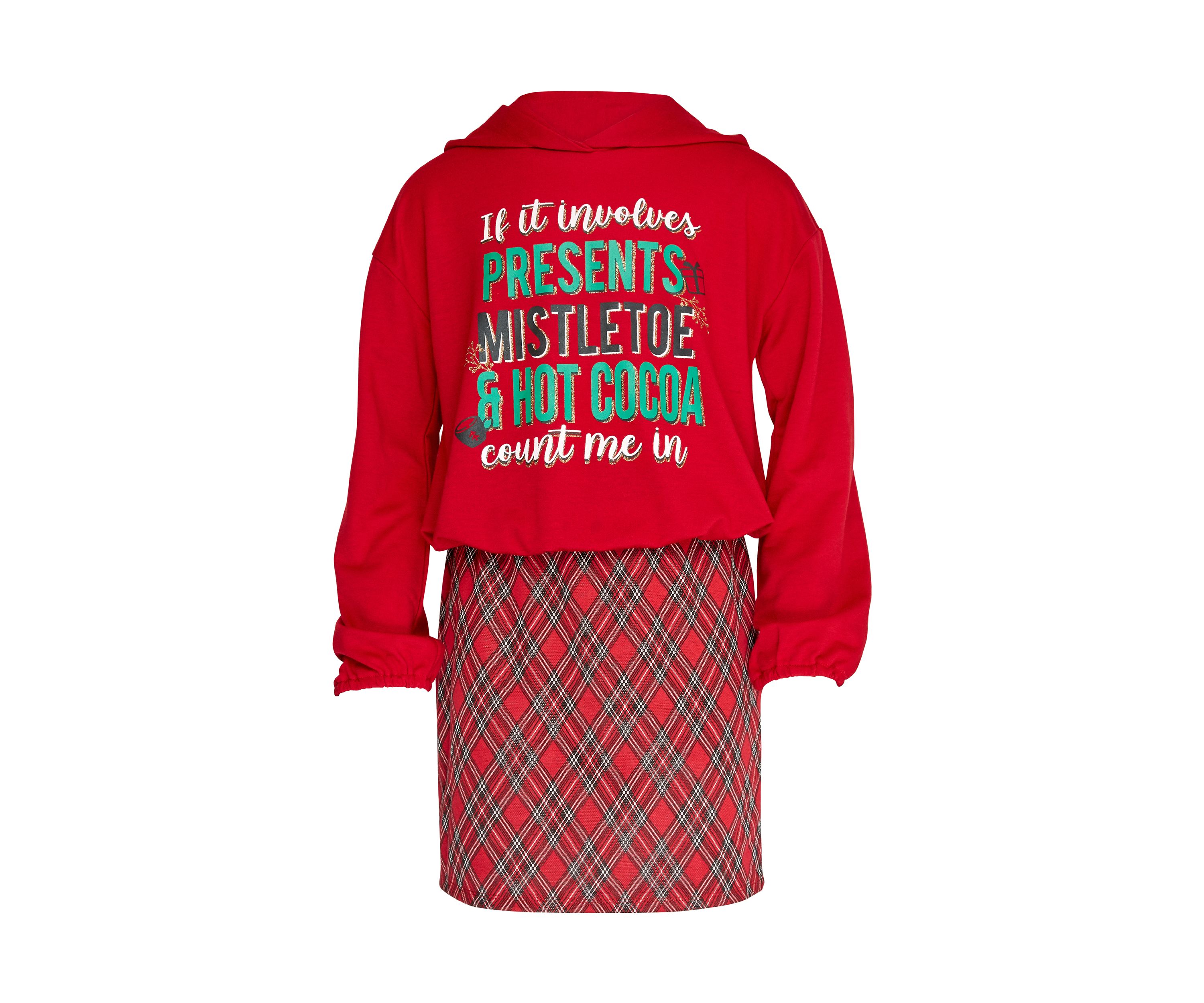 Girls 7-16 Hoodie and Plaid Skirt Set