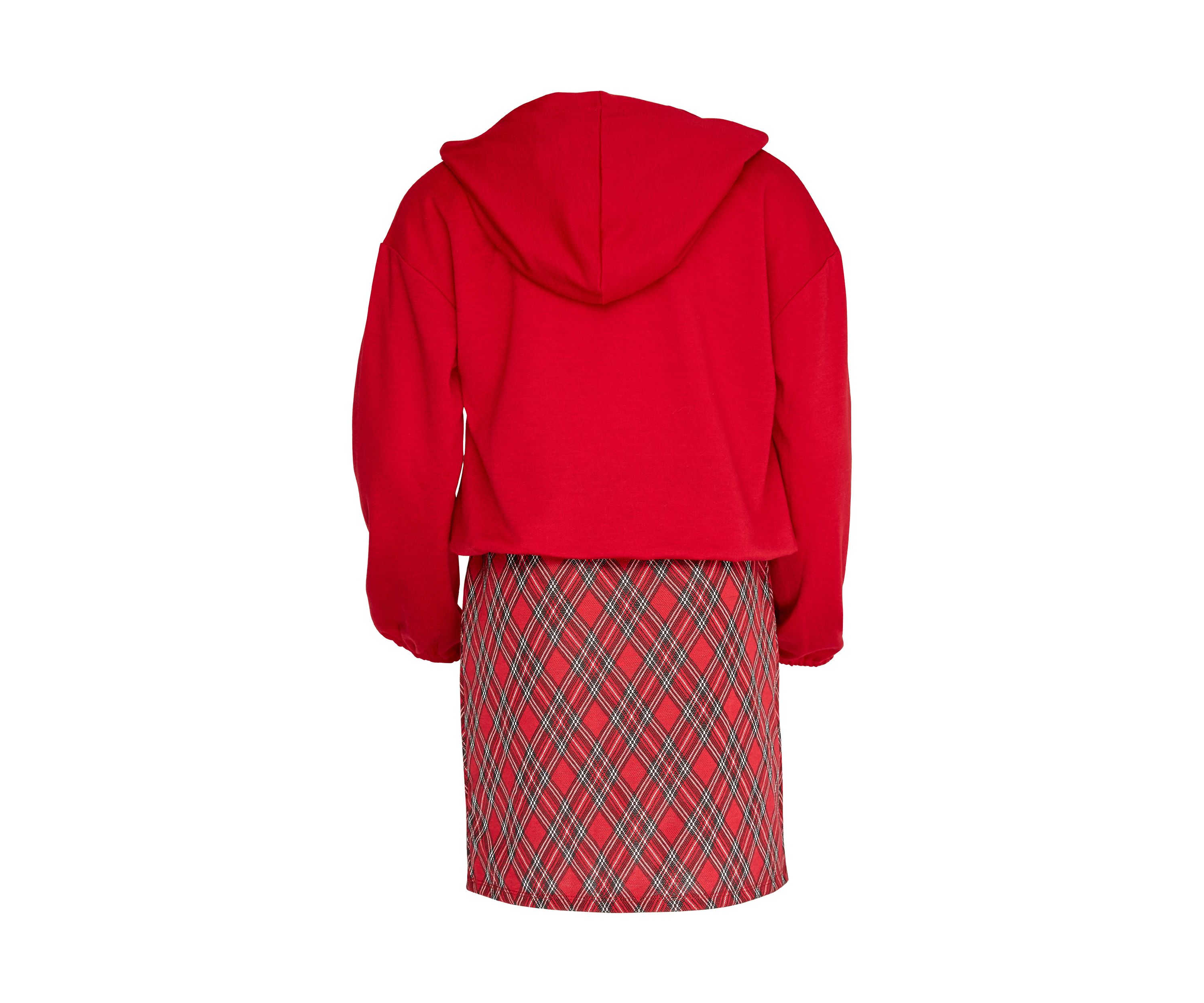 Girls 7-16 Hoodie and Plaid Skirt Set