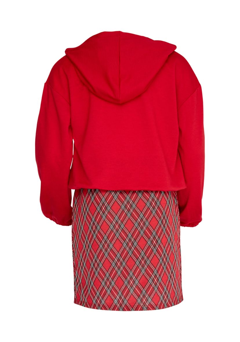 Girls 7-16 Hoodie and Plaid Skirt Set