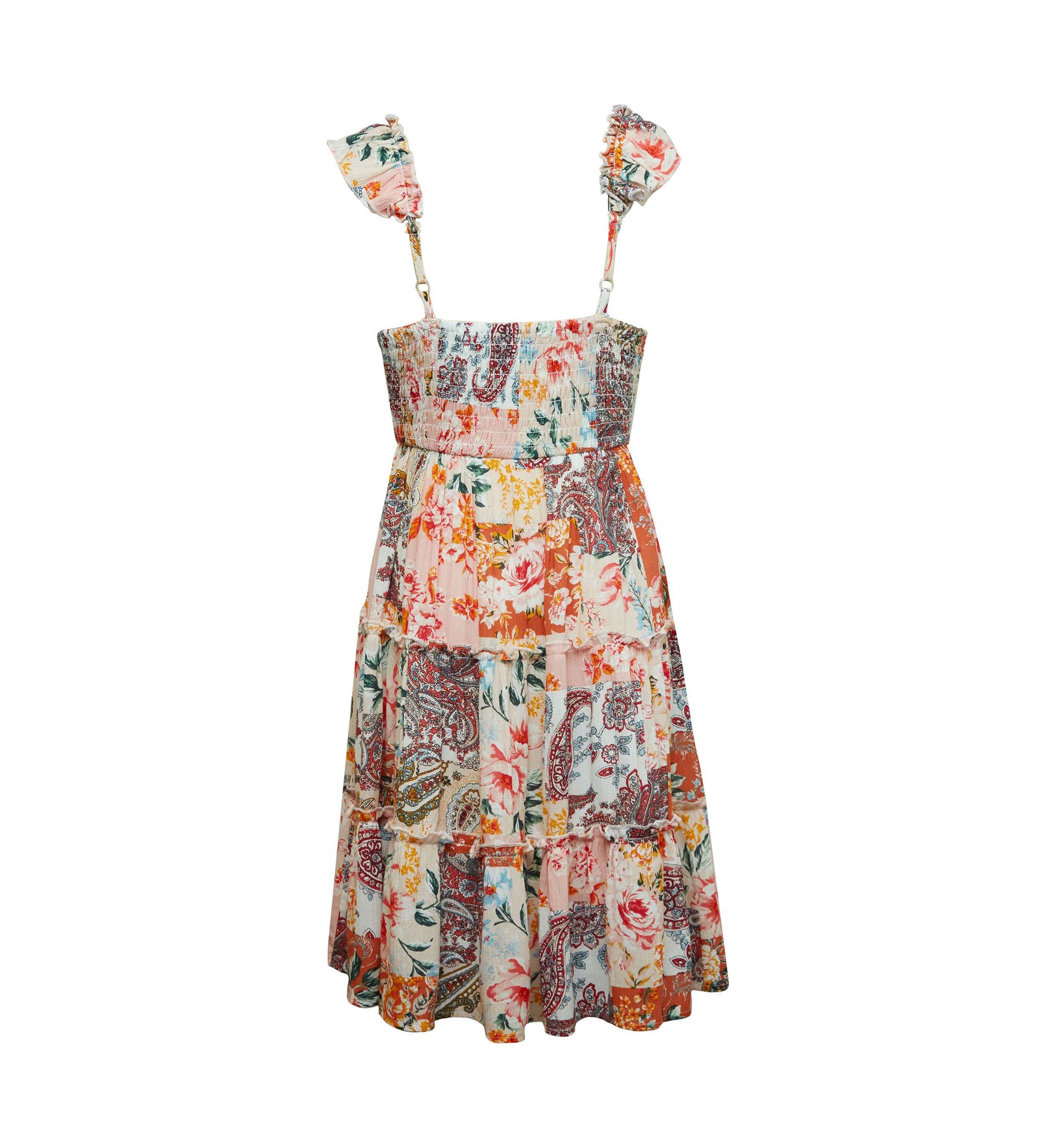Girls 7-16 Crochet Printed Dress