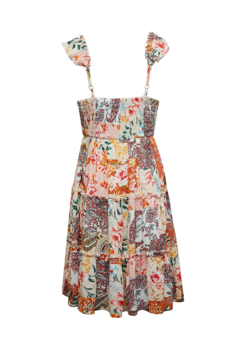 Girls 7-16 Crochet Printed Dress