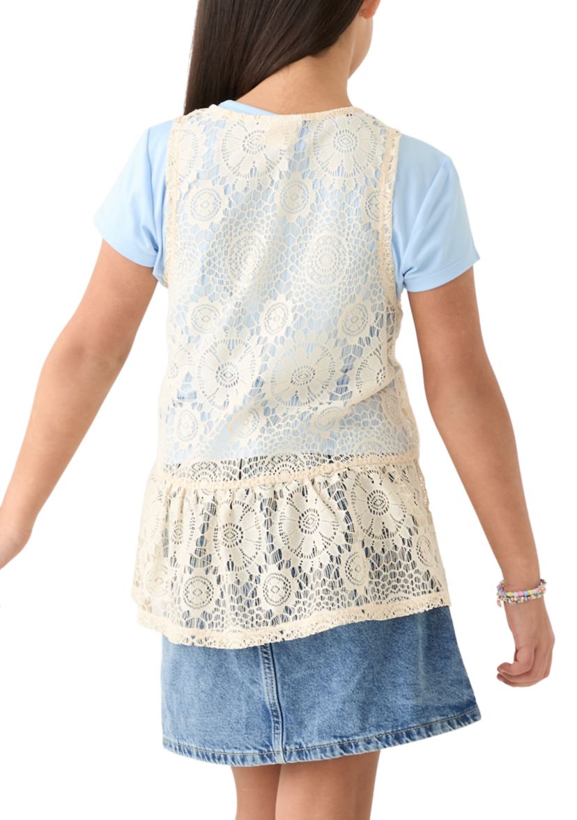 Girls 7-16 2fer Lace Vest to Graphic T-Shirt