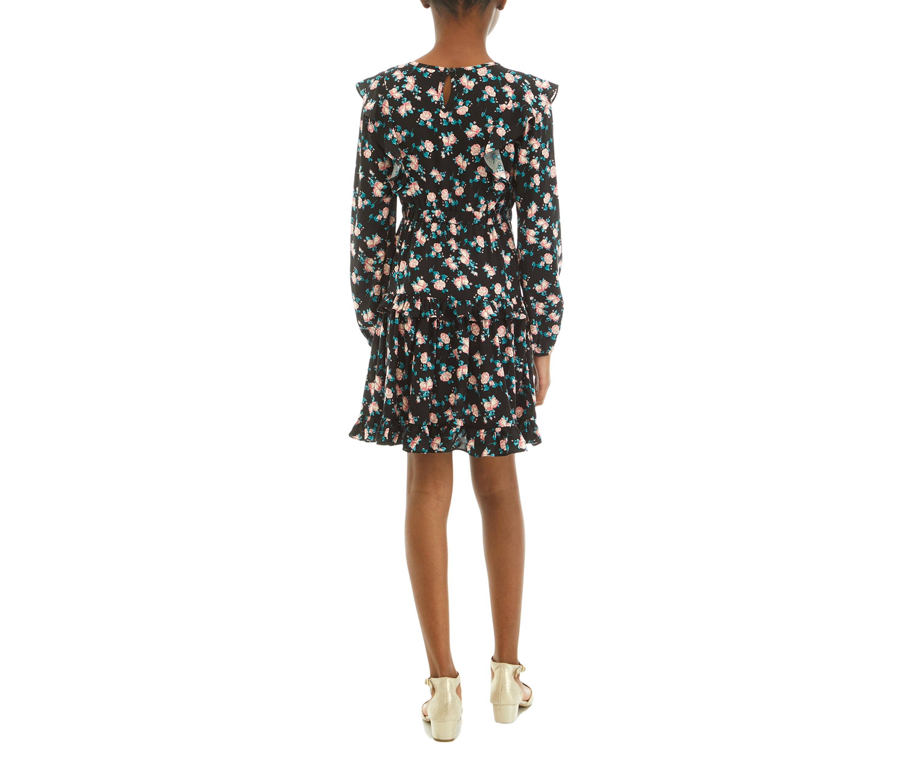 Girls 7-16 Ruffle Shoulder Tiered Floral Printed Dress