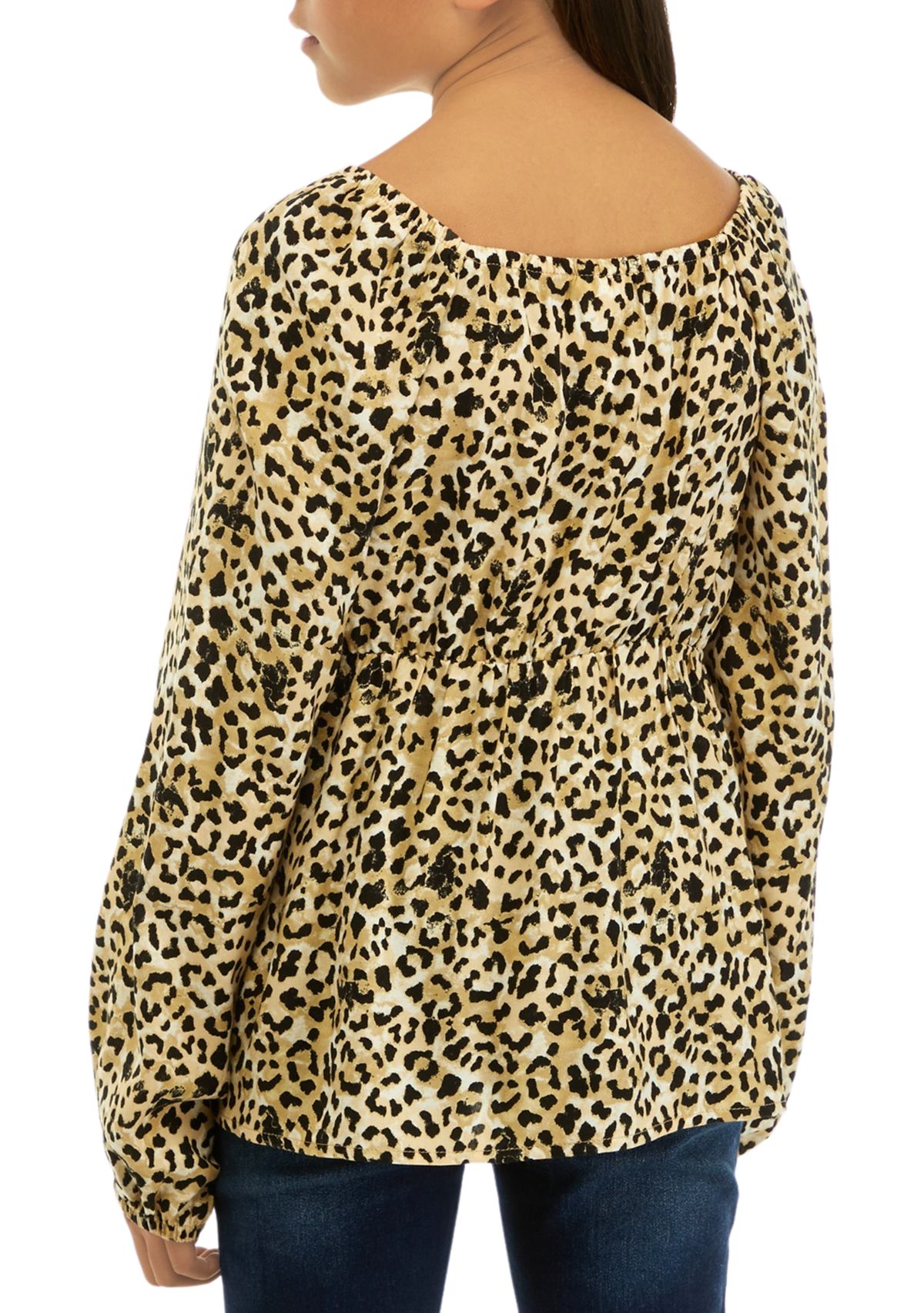 Girls 7-16 Woven Smocked Printed Top