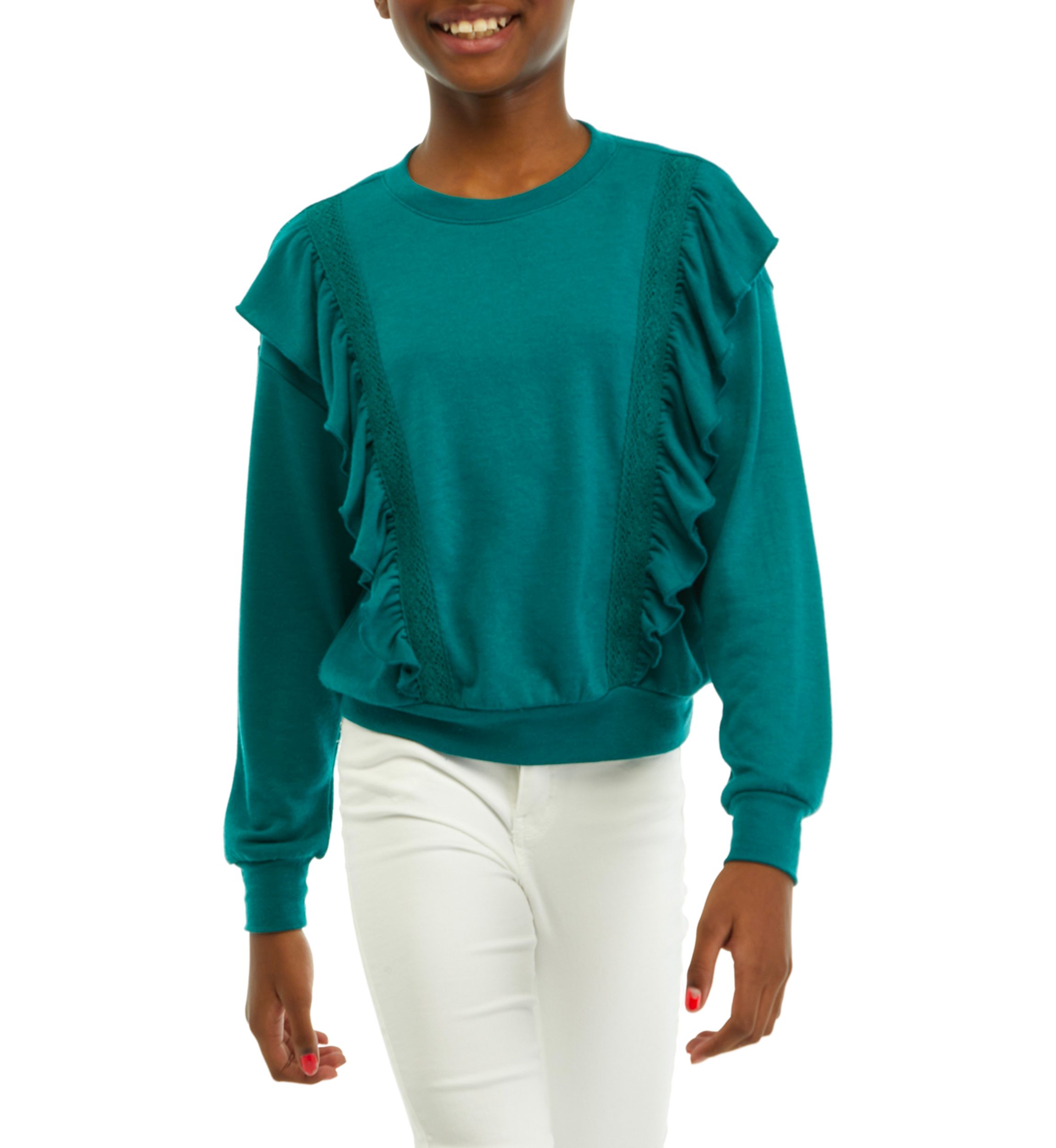 Girls 7-16 Sweatshirt with Ruffles