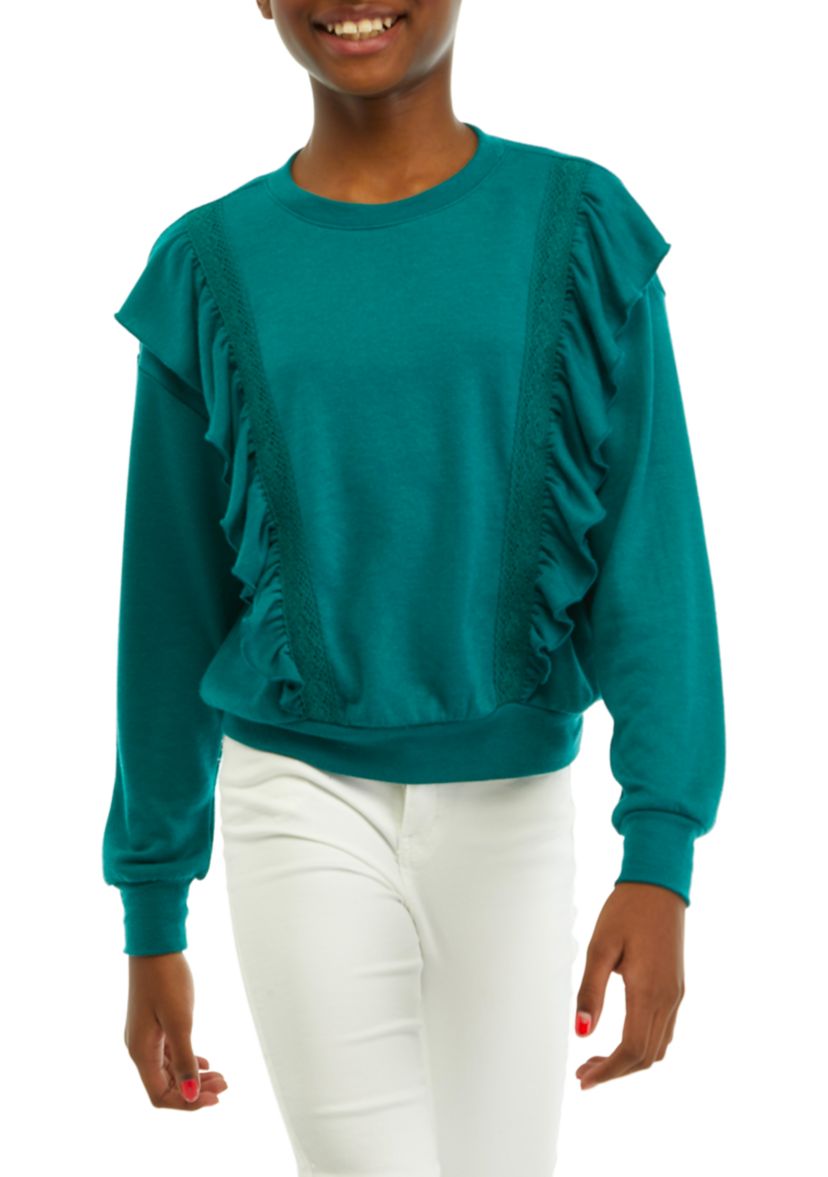 Girls 7-16 Sweatshirt with Ruffles