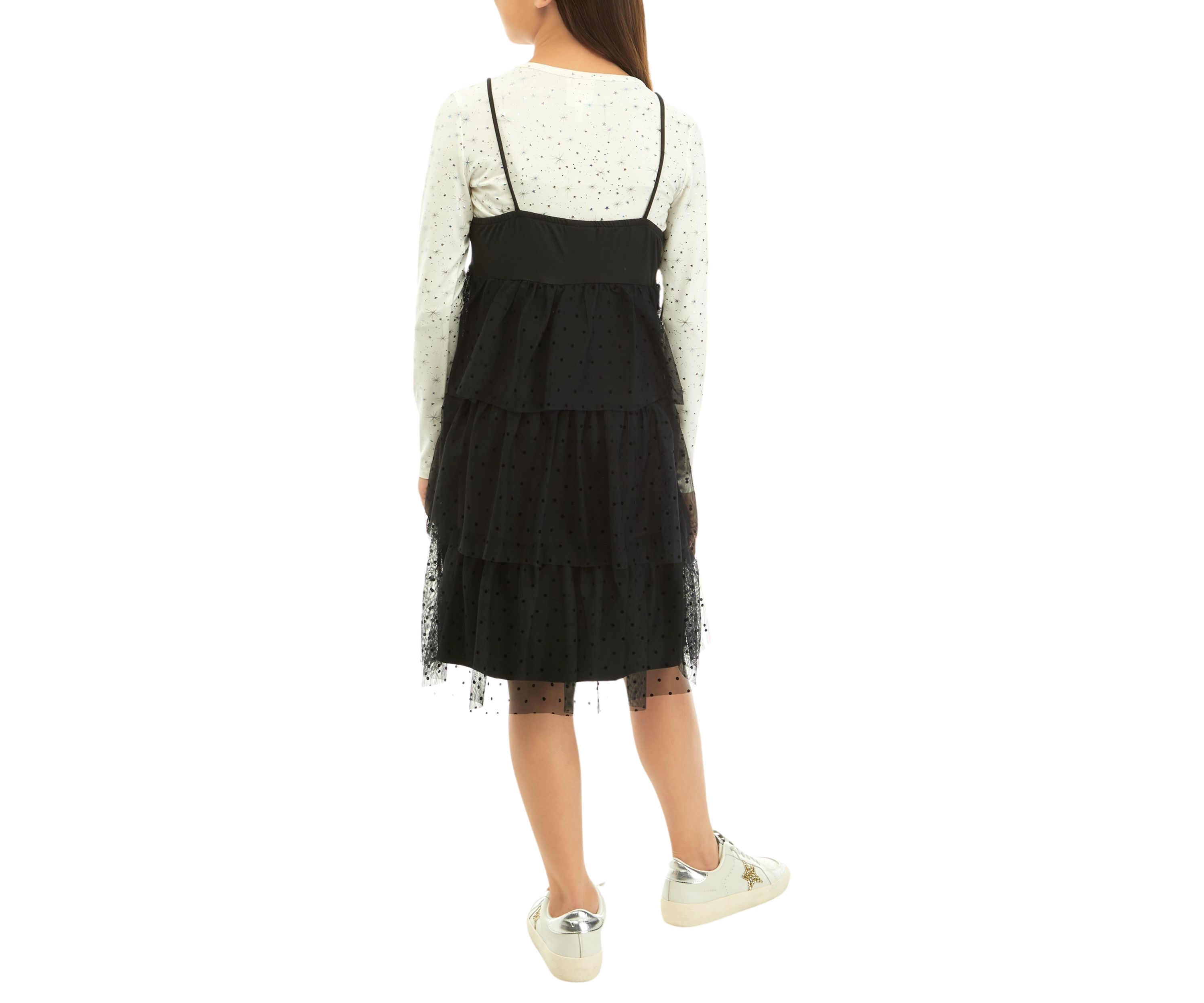 Girls 7-16 Flocked Tulle Dress