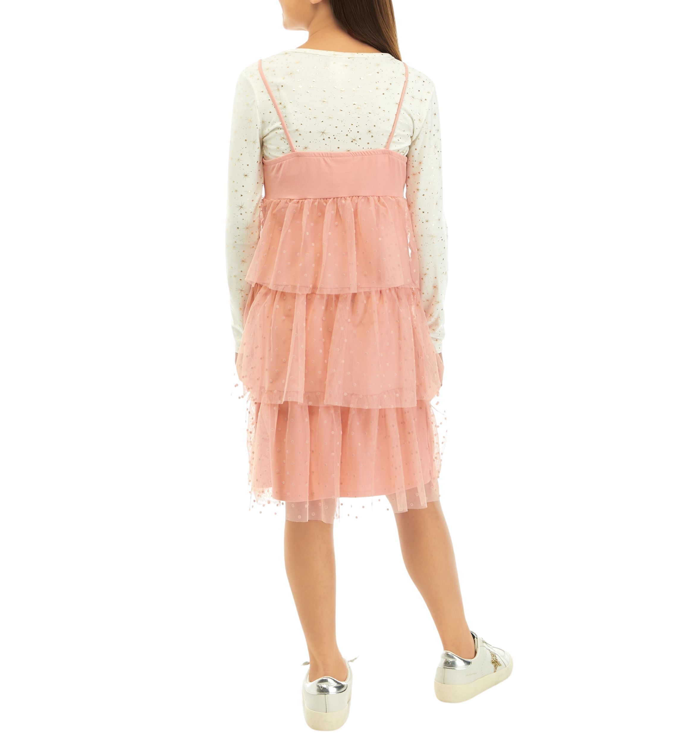 Girls 7-16 Flocked Tulle Dress