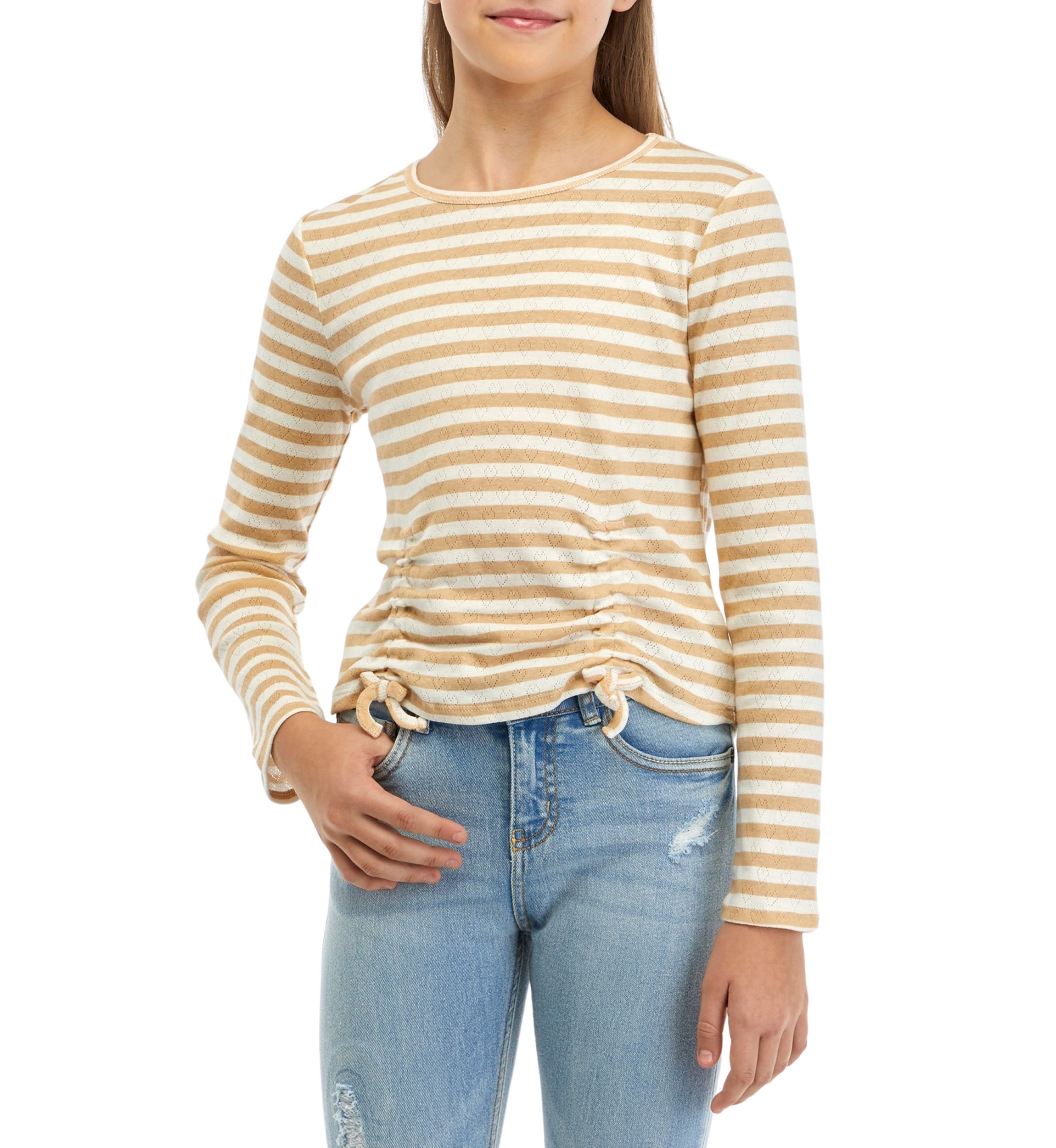 Girls 7-16 Striped Cinched T-Shirt