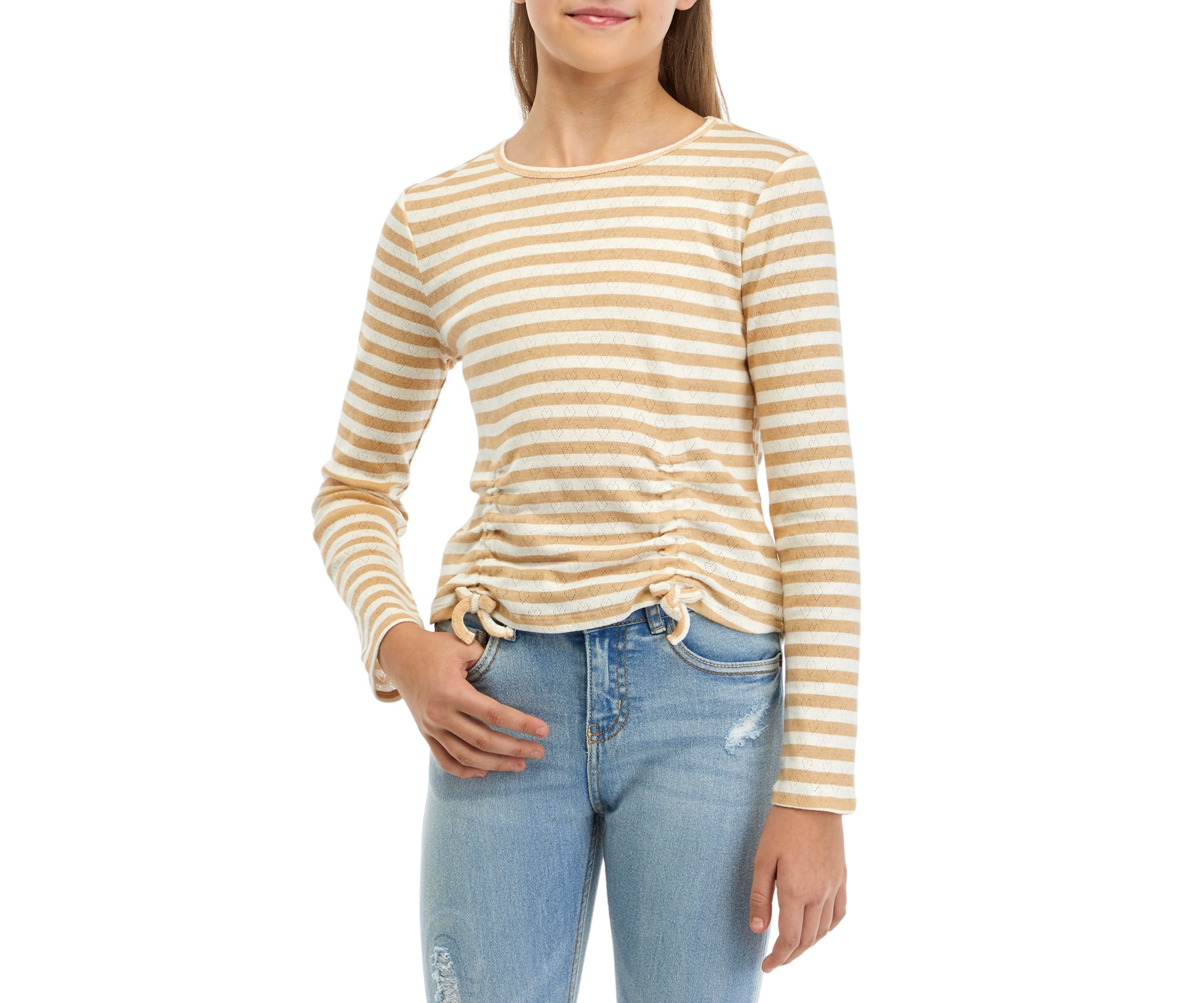 Girls 7-16 Striped Cinched T-Shirt