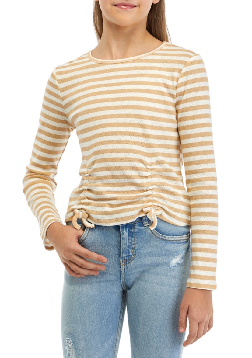 Girls 7-16 Striped Cinched T-Shirt