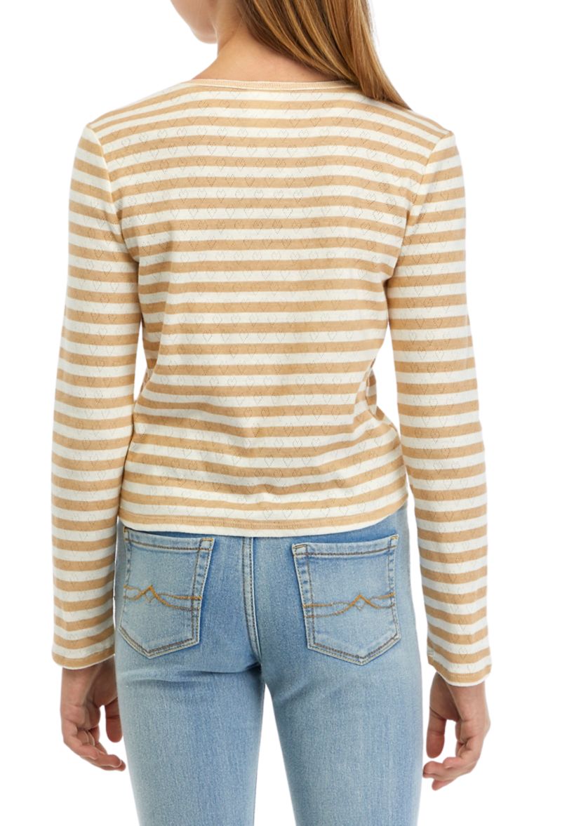 Girls 7-16 Striped Cinched T-Shirt