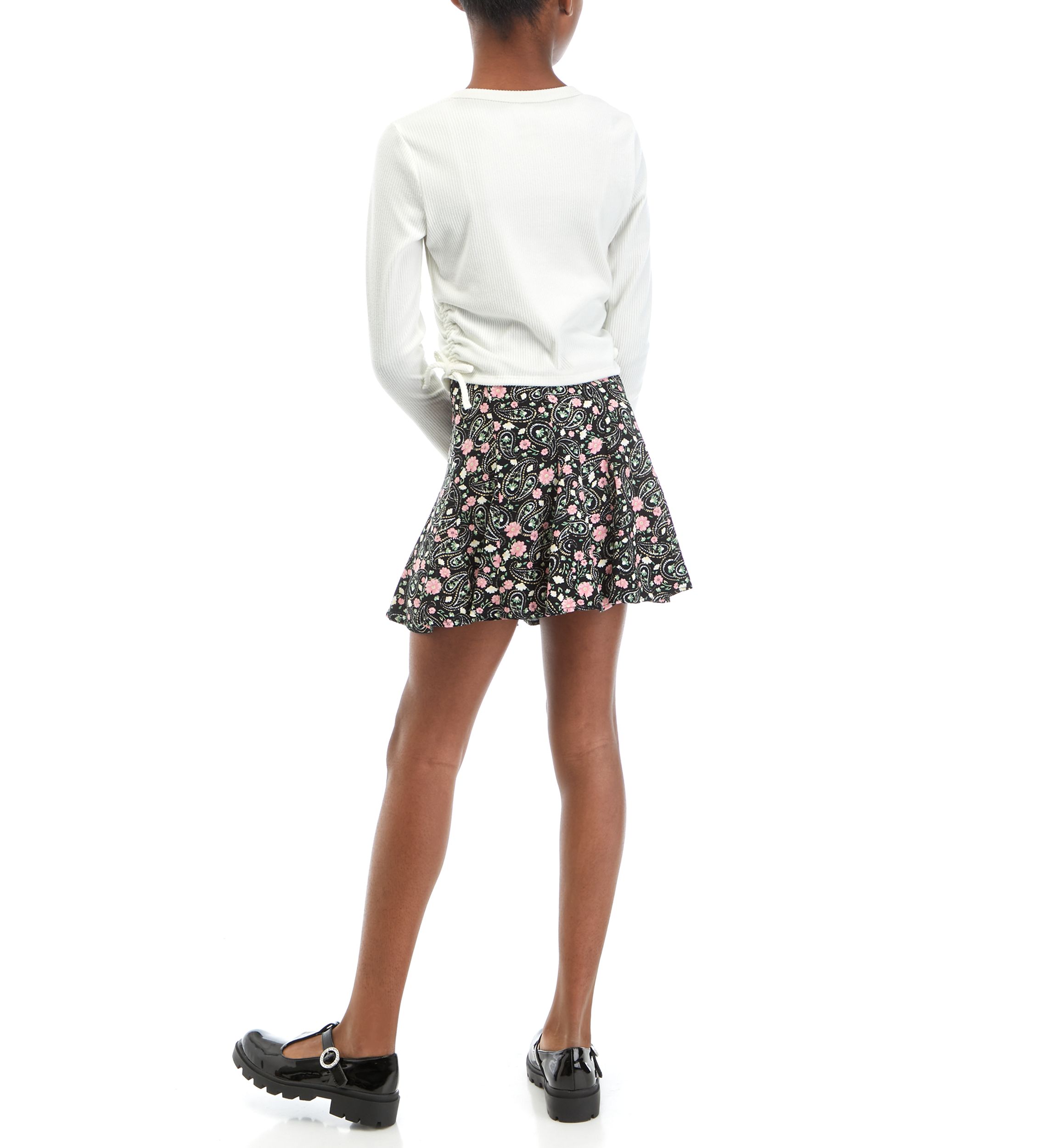 Girls 7-16 Side Tie Top and Skirt Set