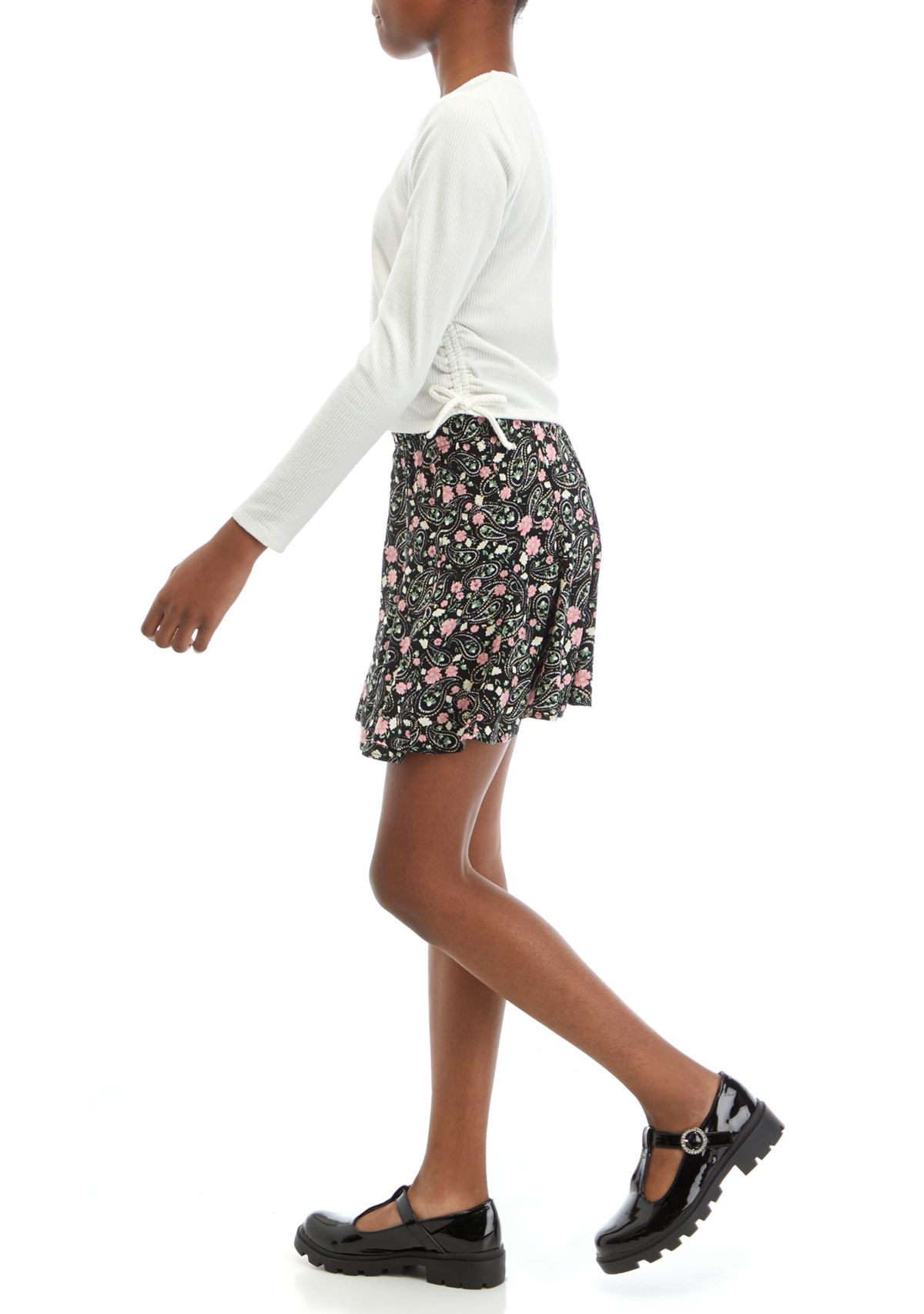 Girls 7-16 Side Tie Top and Skirt Set