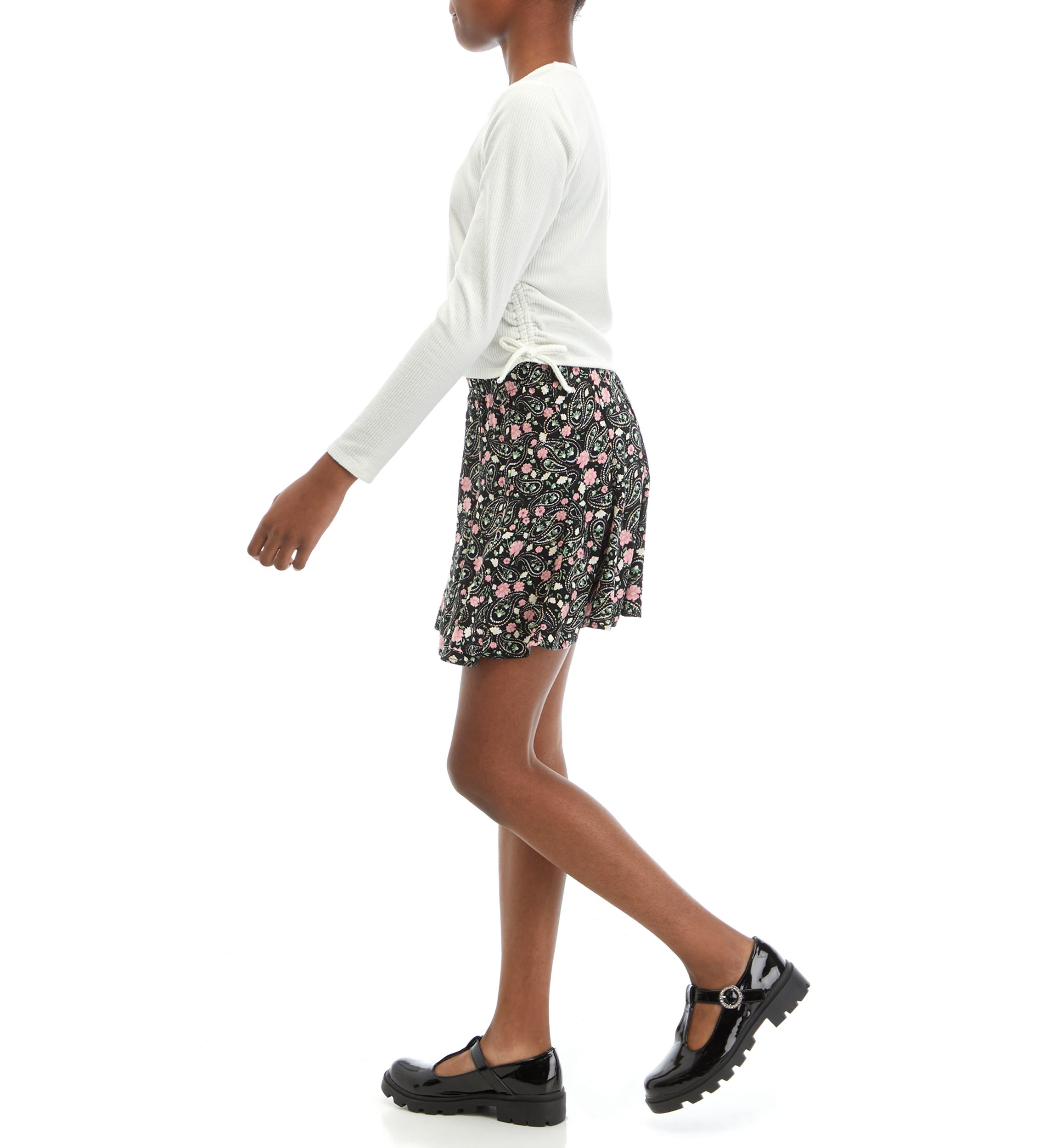Girls 7-16 Side Tie Top and Skirt Set