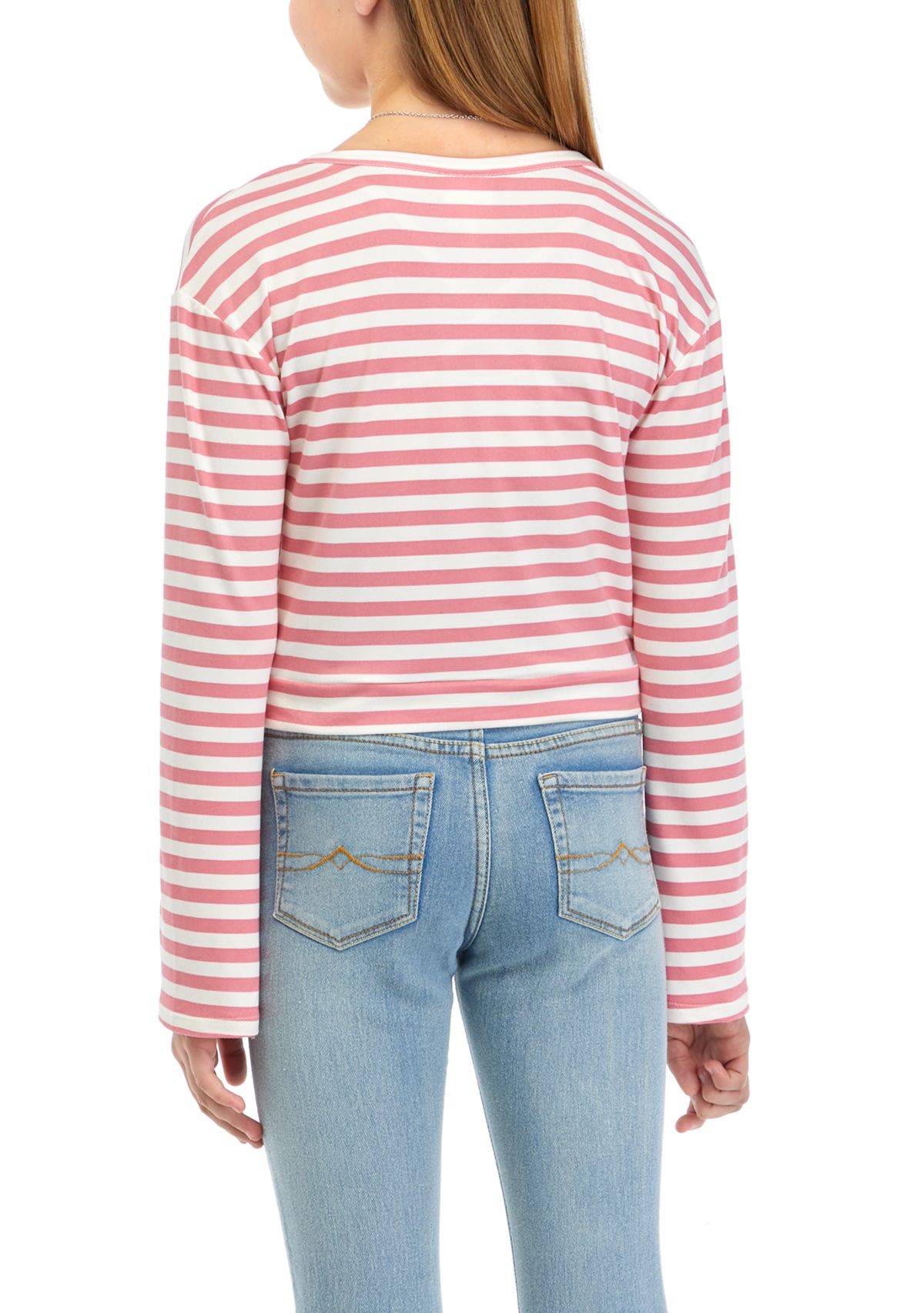 Girls 7-16 Striped Wrap Front Top