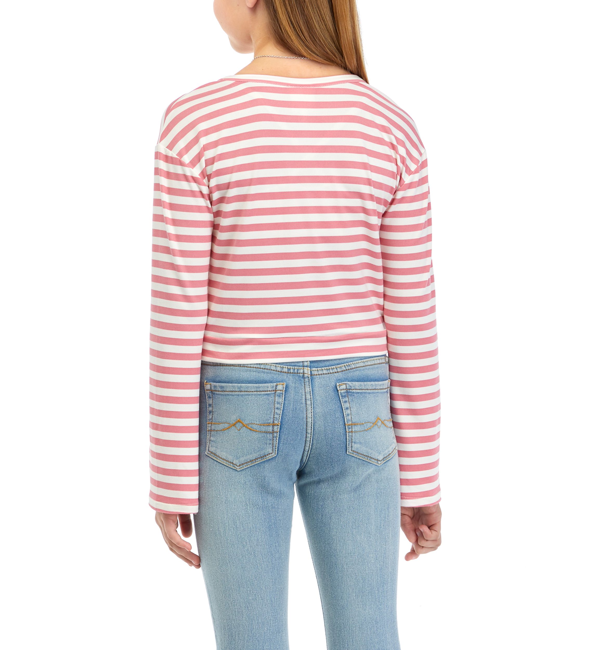 Girls 7-16 Striped Wrap Front Top