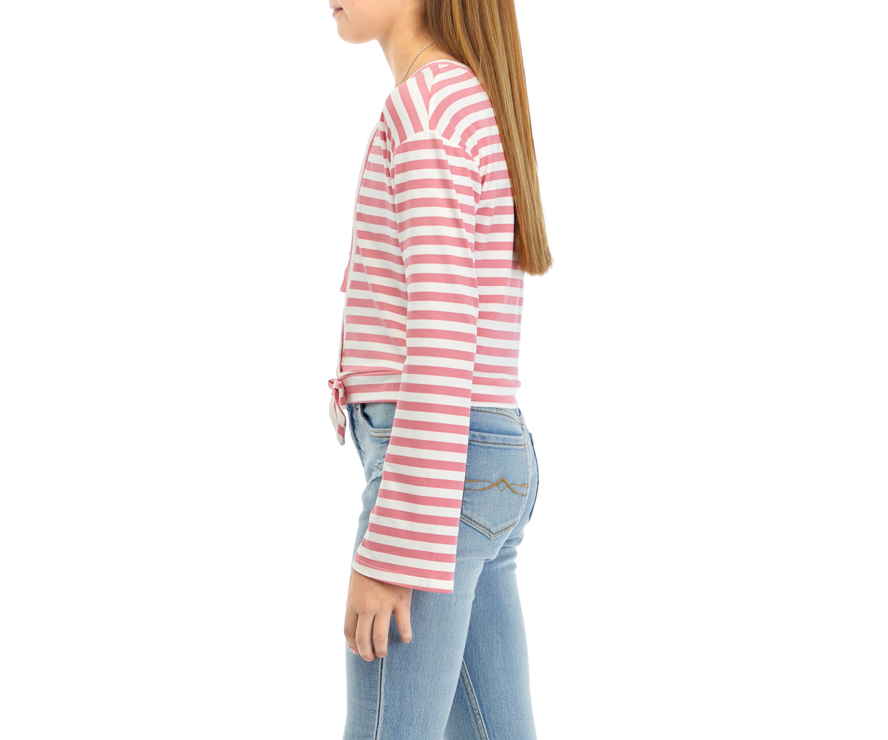 Girls 7-16 Striped Wrap Front Top