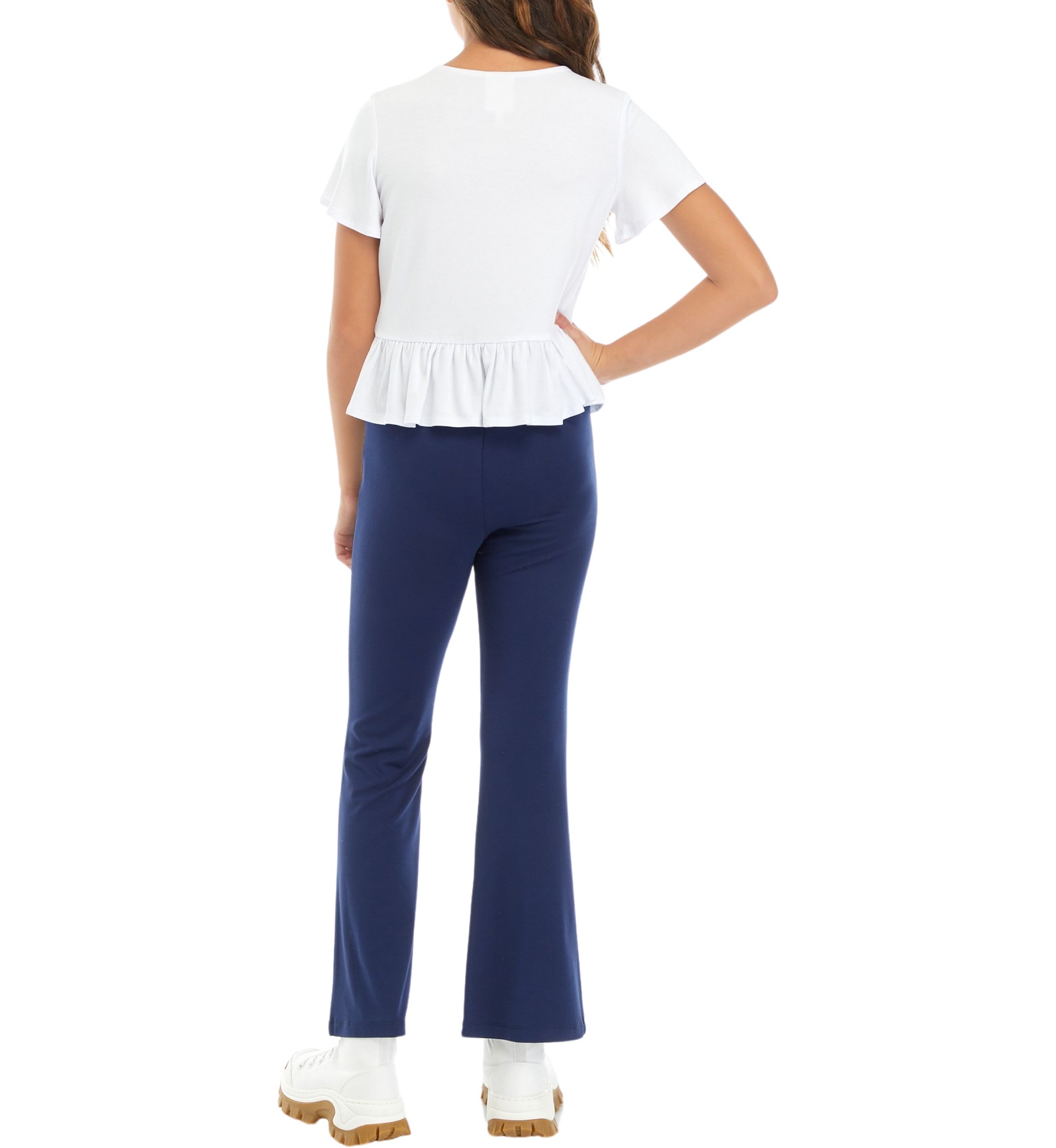 Girls 7-16 Crochet Knit Top with Flare Pants