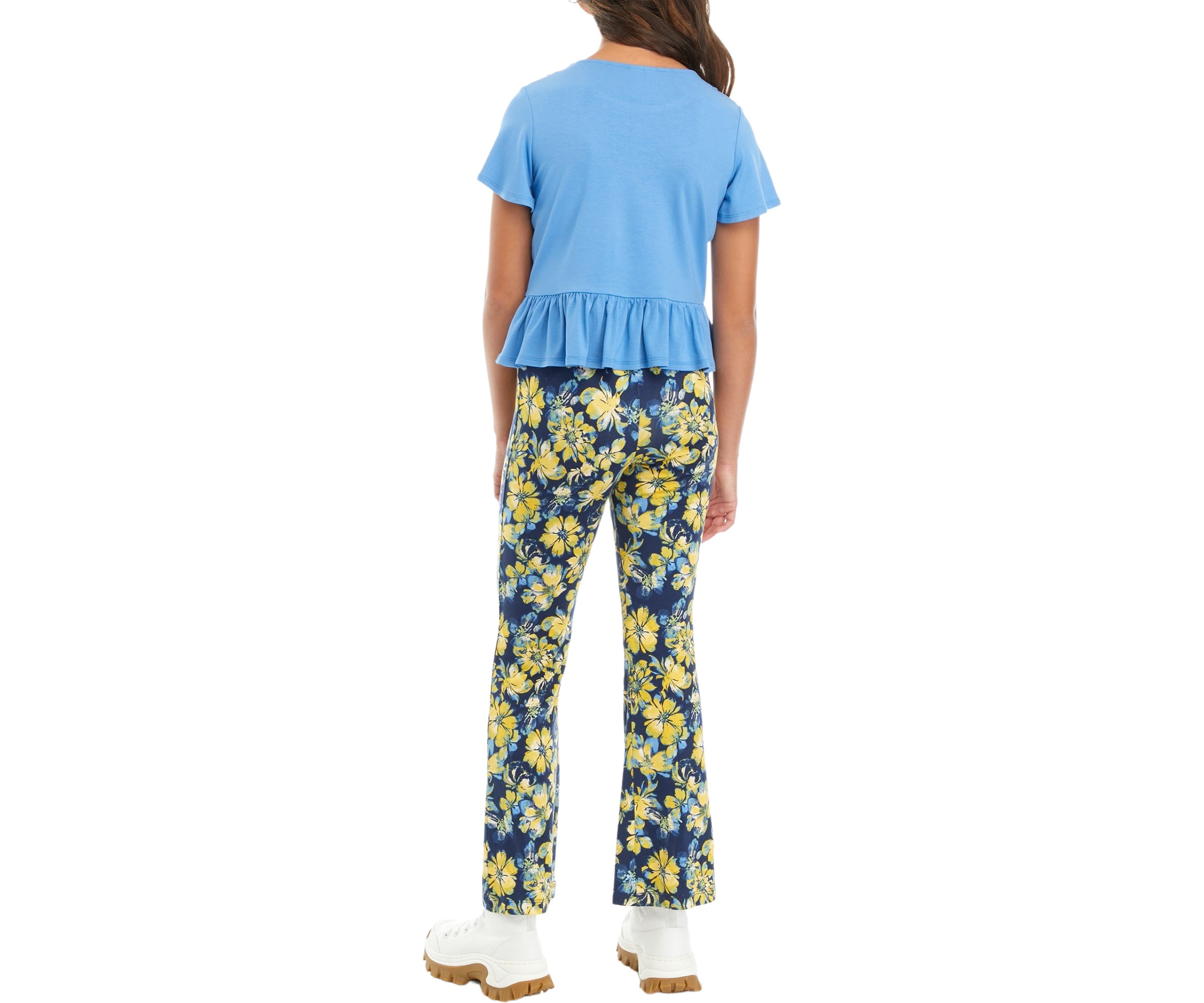 Girls 7-16 Crochet Knit Top with Flare Pants