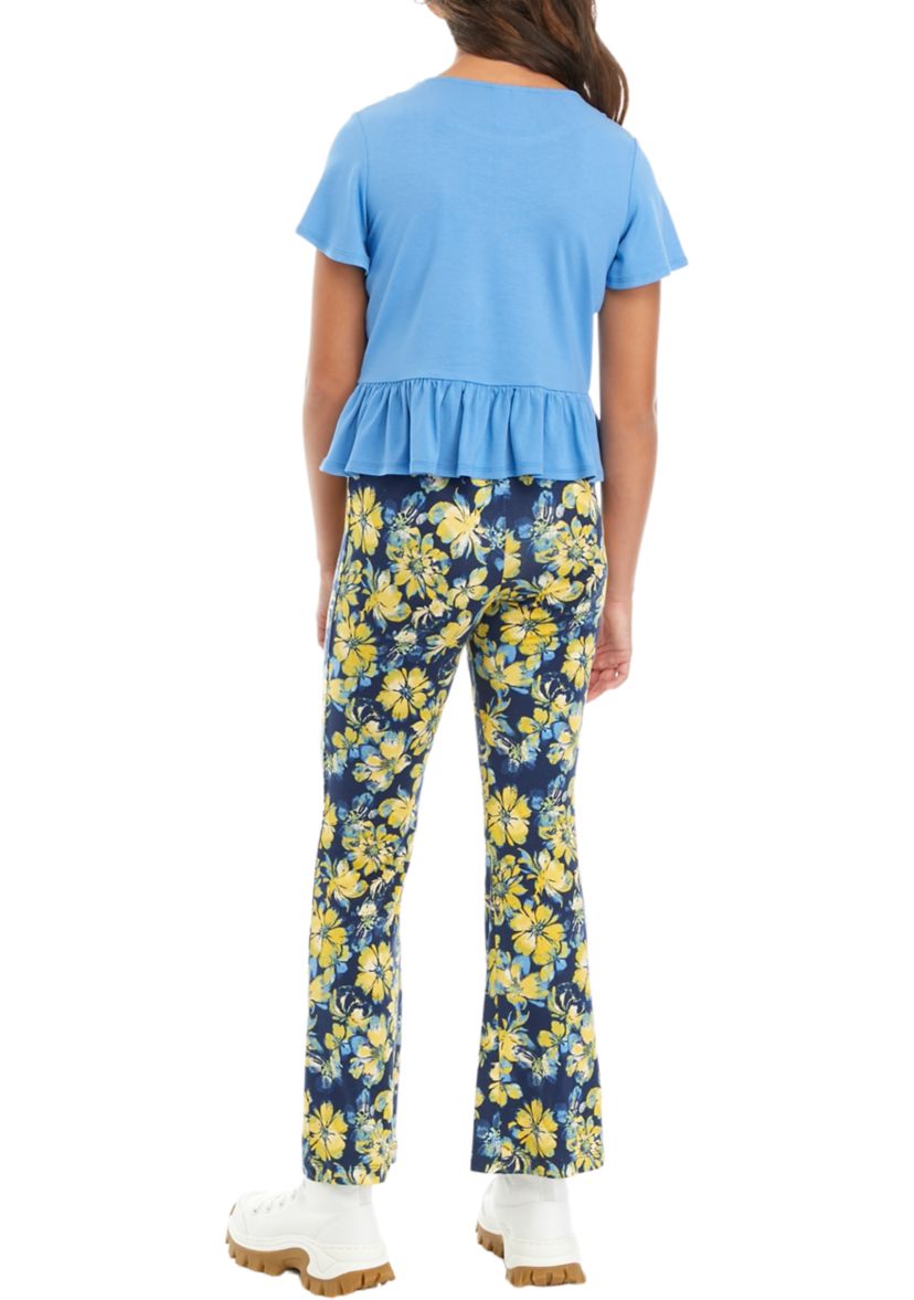 Girls 7-16 Crochet Knit Top with Flare Pants