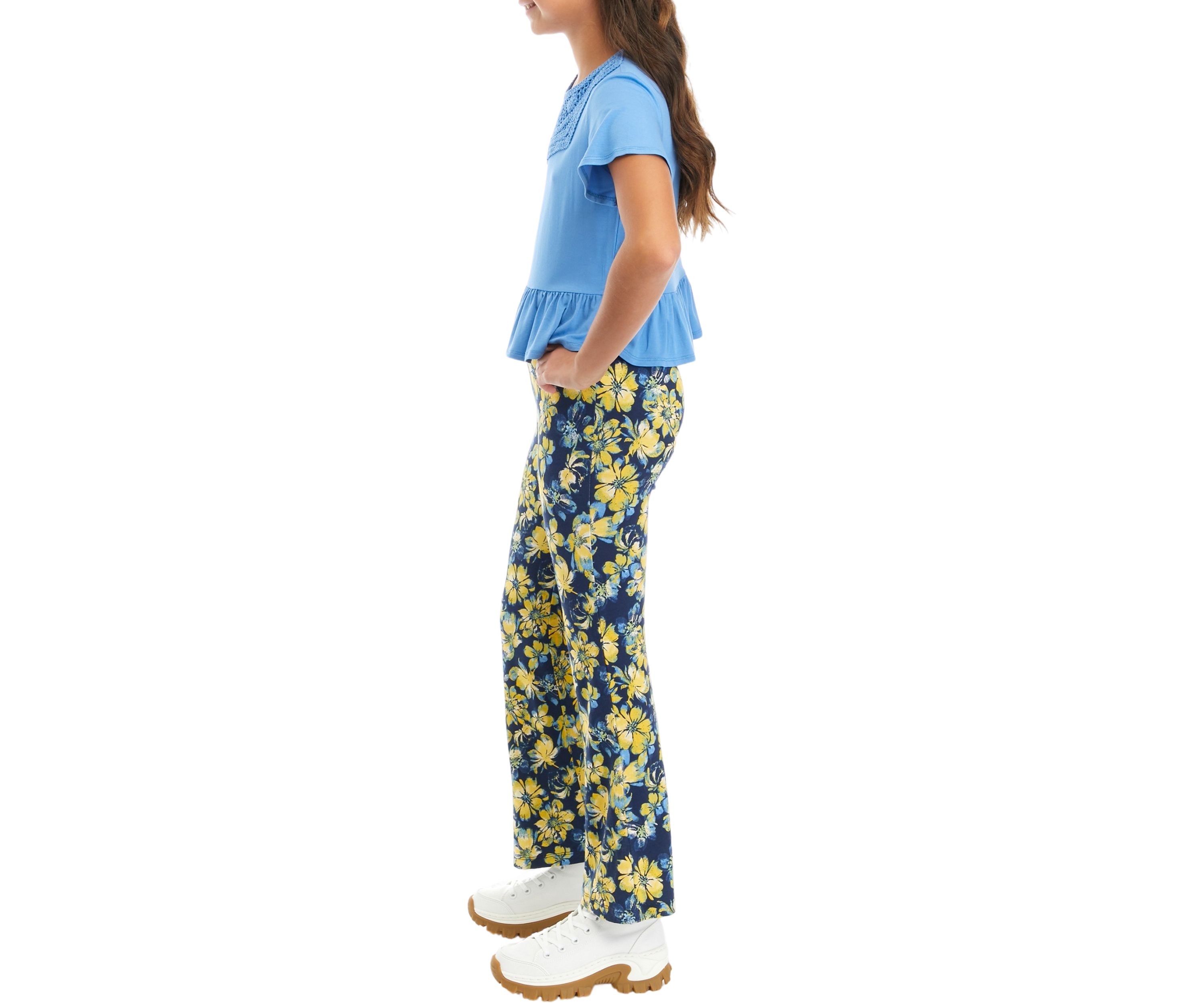 Girls 7-16 Crochet Knit Top with Flare Pants