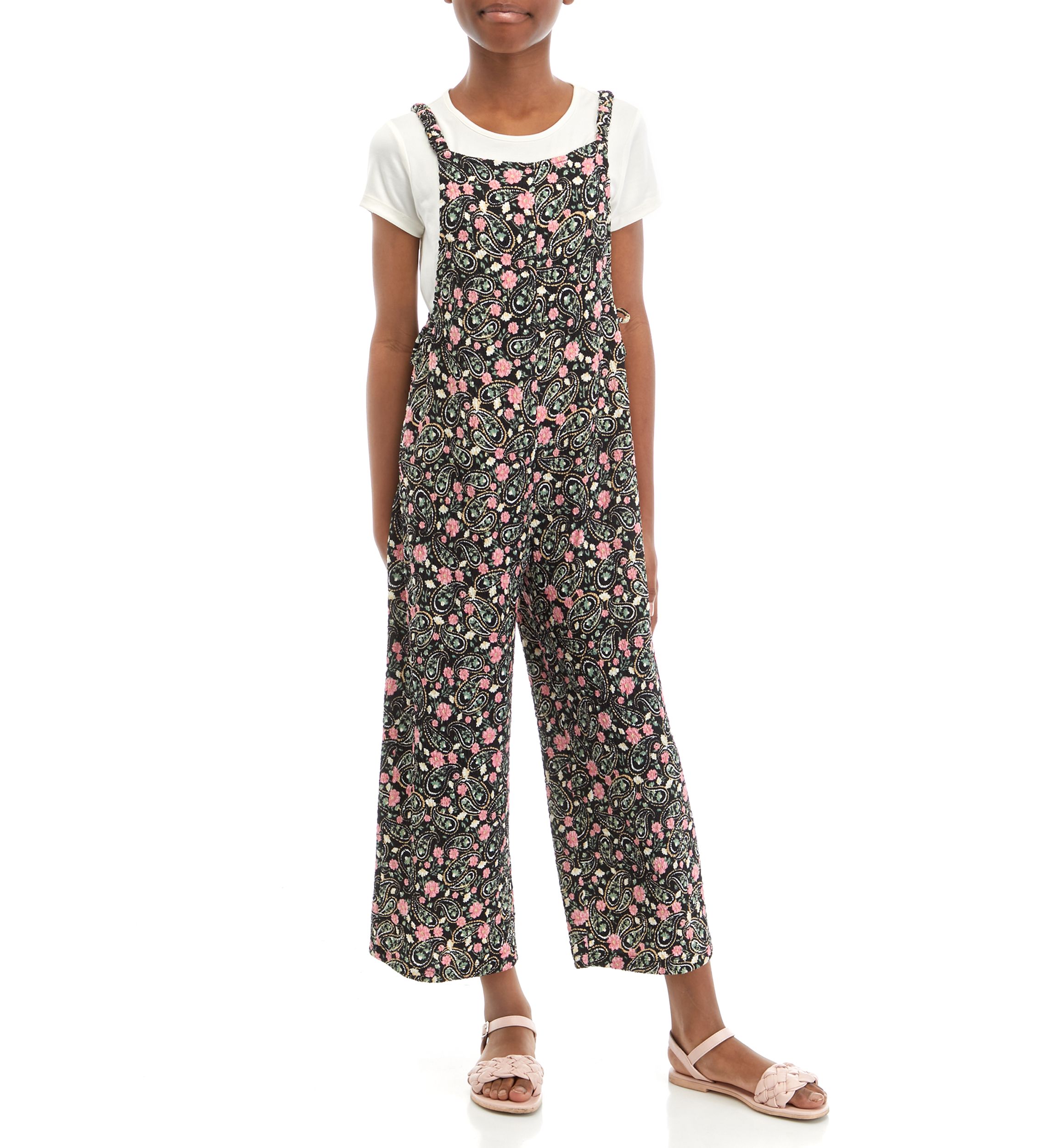 Girls Paisley Printed Jumpsuit with T-Shirt