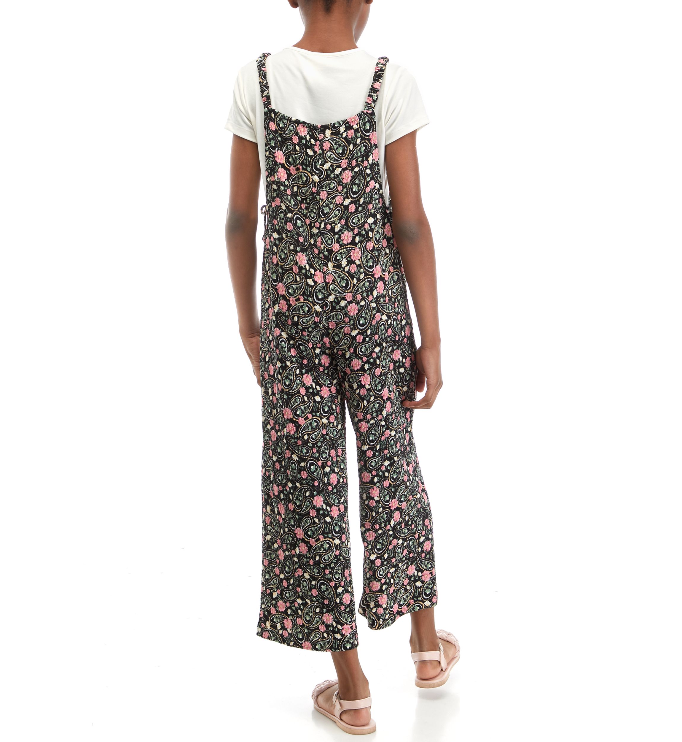 Girls Paisley Printed Jumpsuit with T-Shirt