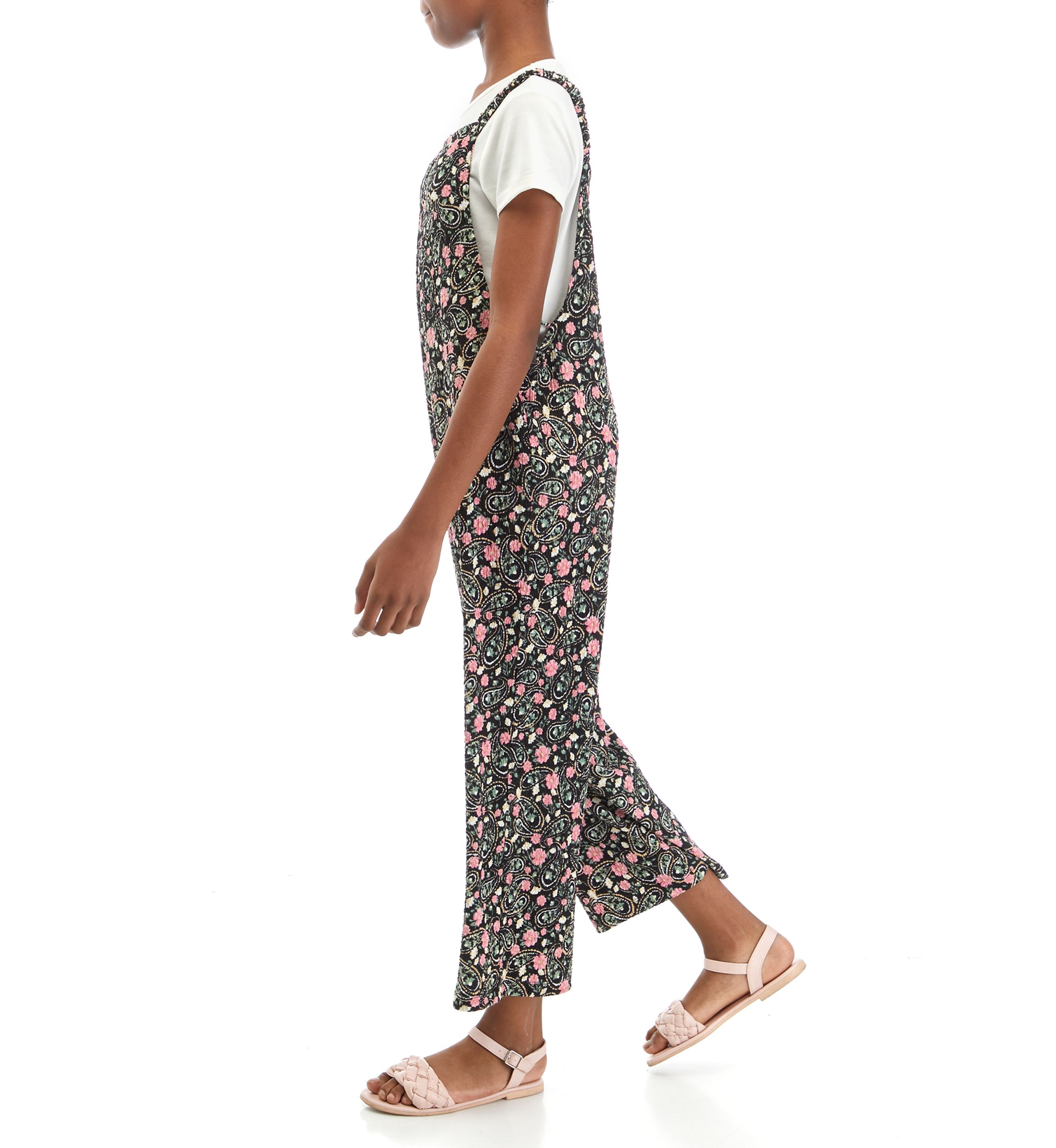 Girls Paisley Printed Jumpsuit with T-Shirt