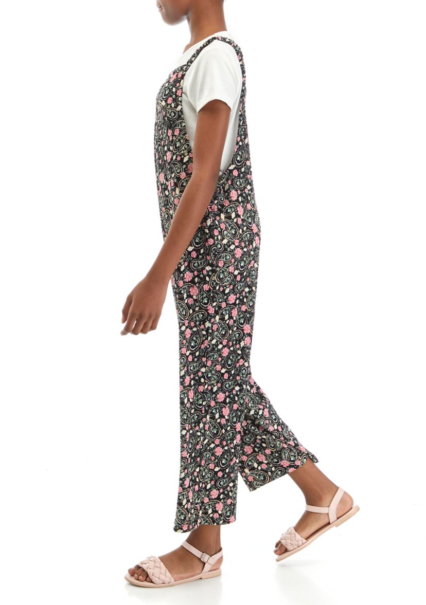 Girls Paisley Printed Jumpsuit with T-Shirt