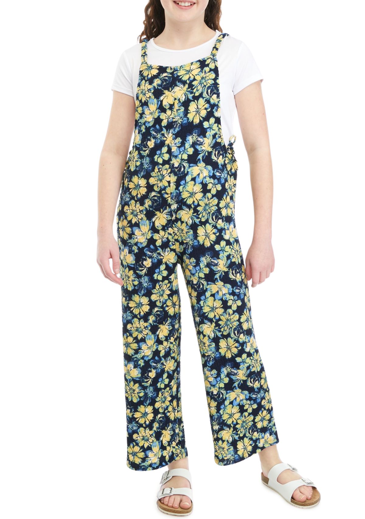 Girls 7-16 Floral Jumpsuit with T-Shirt 