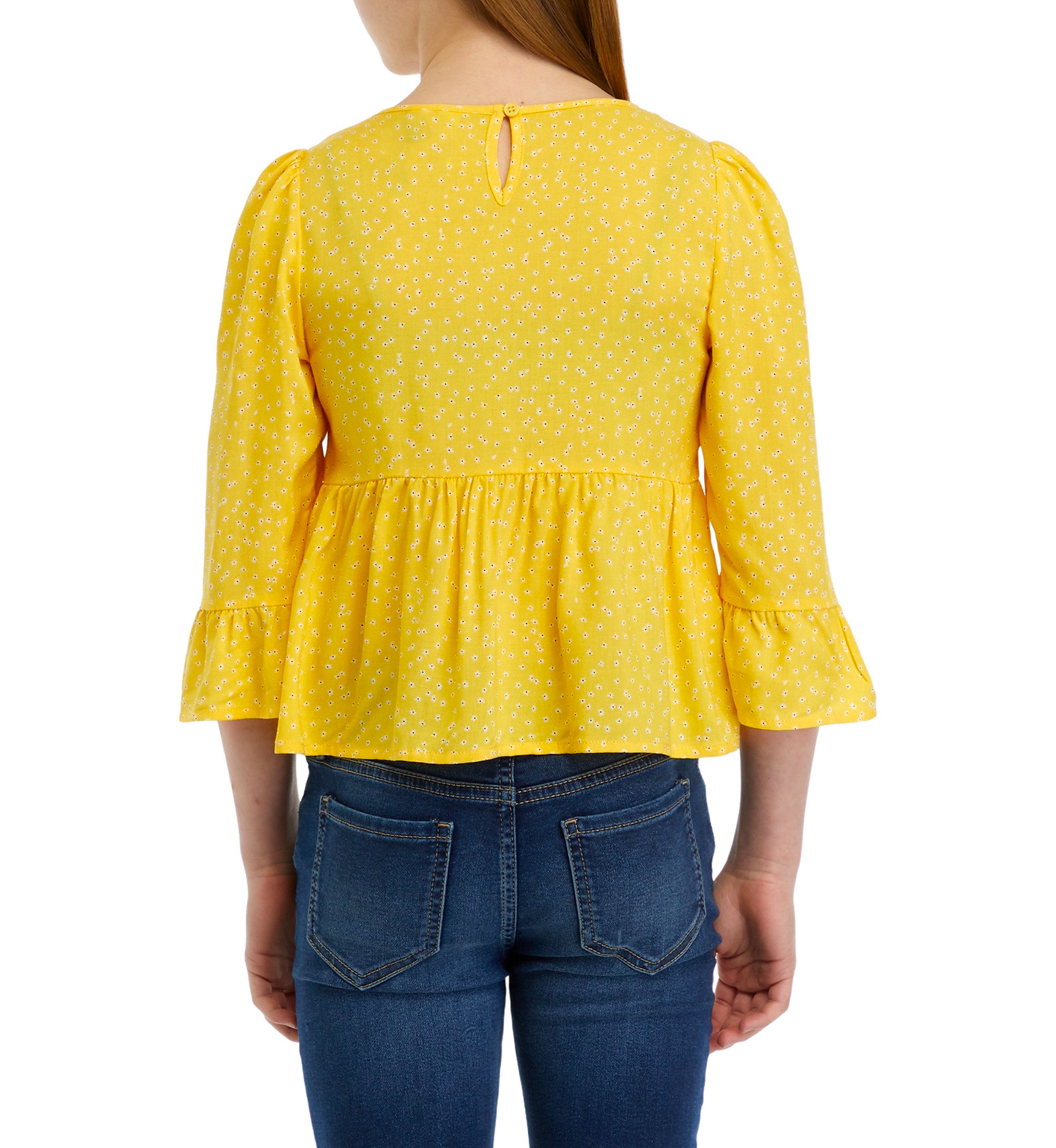 Girls 7-16 Square Neck Crochet Blouse