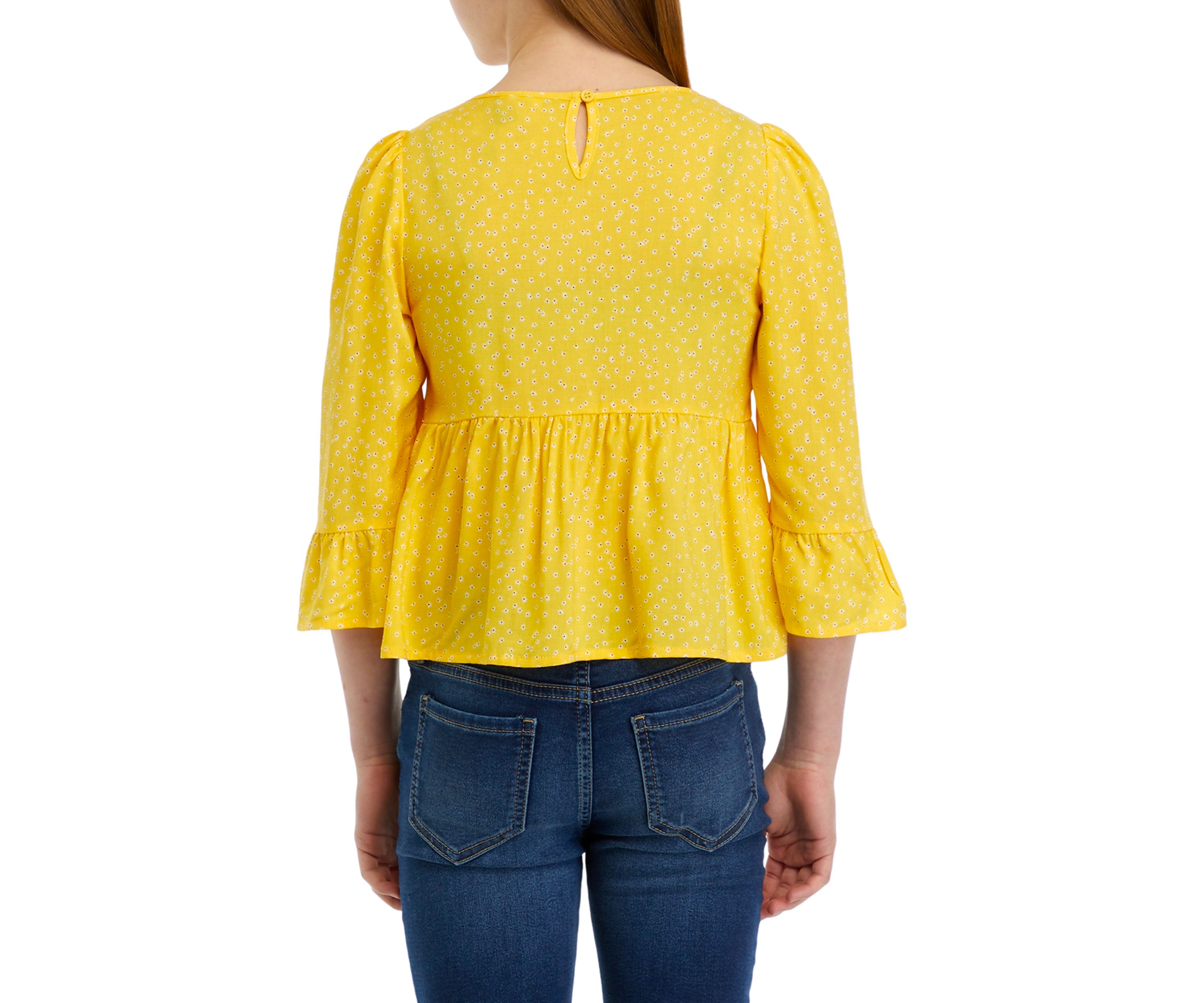 Girls 7-16 Square Neck Crochet Blouse