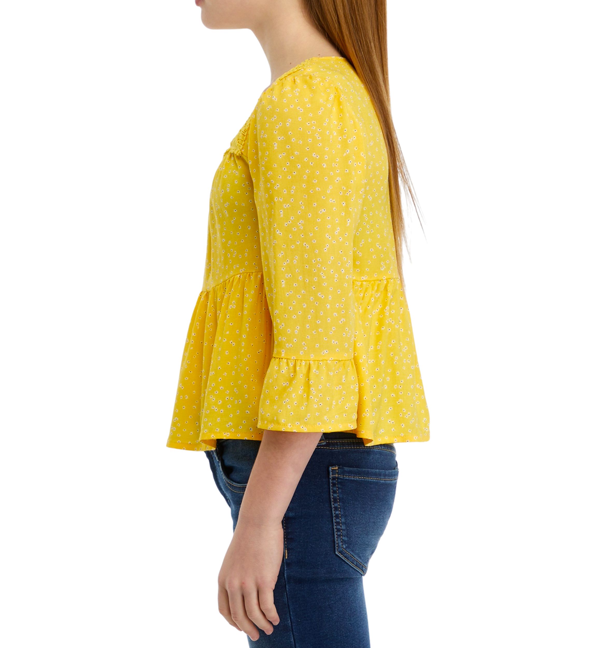 Girls 7-16 Square Neck Crochet Blouse