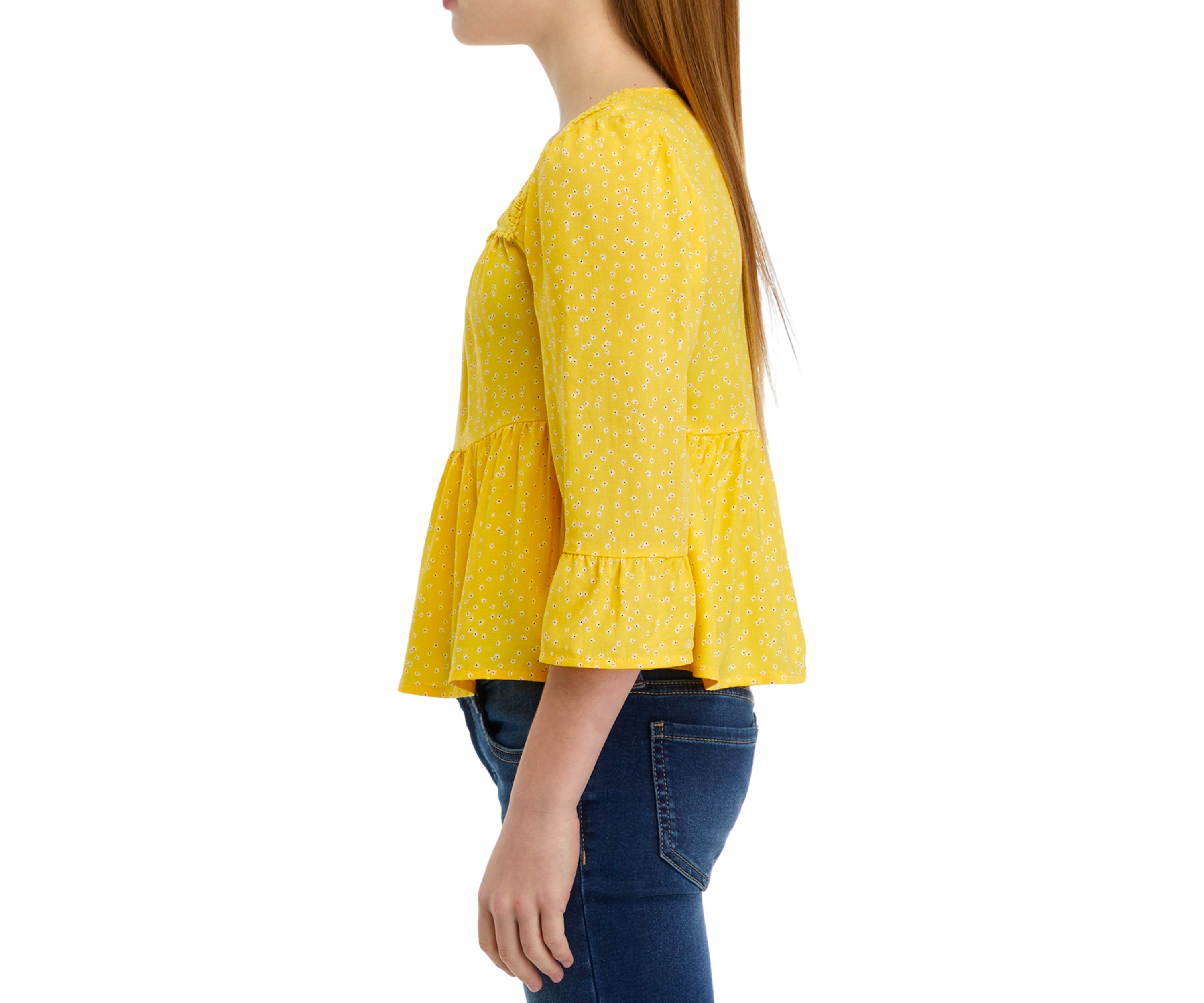 Girls 7-16 Square Neck Crochet Blouse