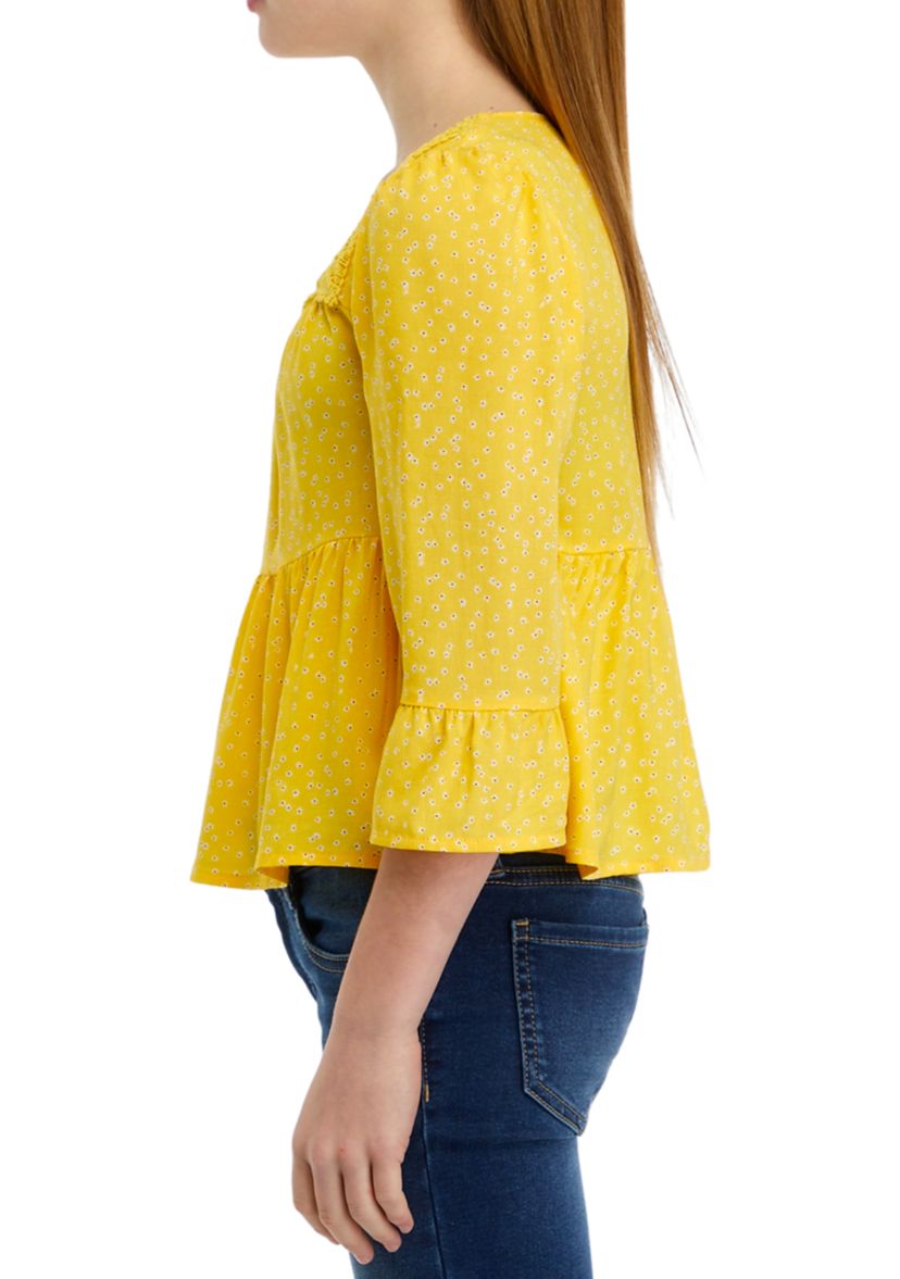 Girls 7-16 Square Neck Crochet Blouse